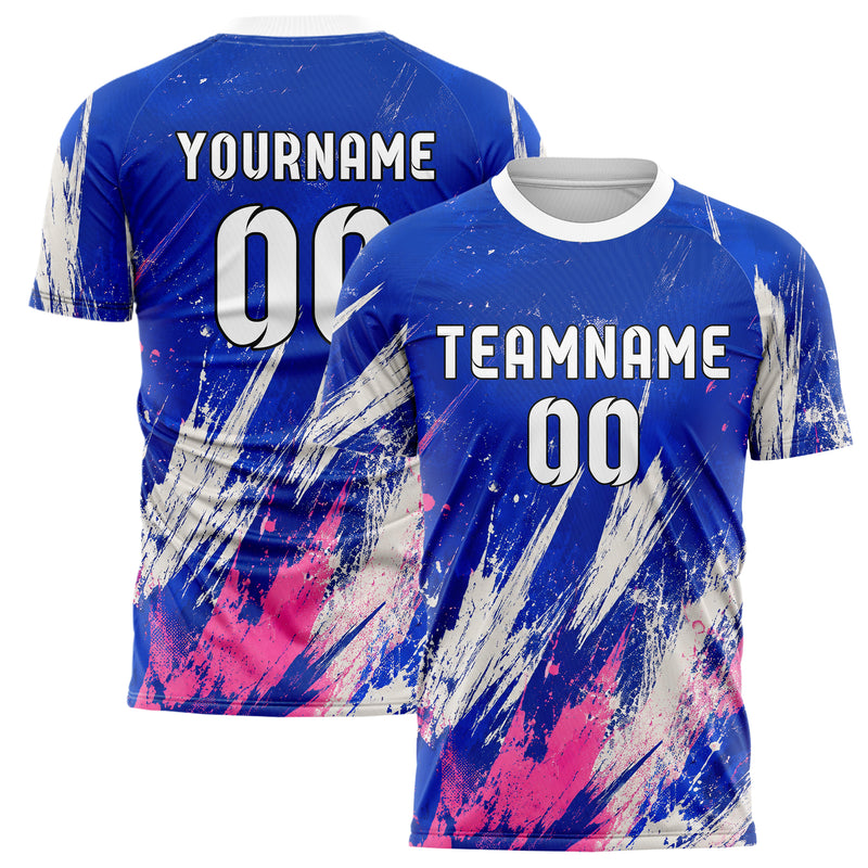 Royalblau klassisches Graffiti Scratch Marks Design 03-0246 individuelles Fußballtrikot main