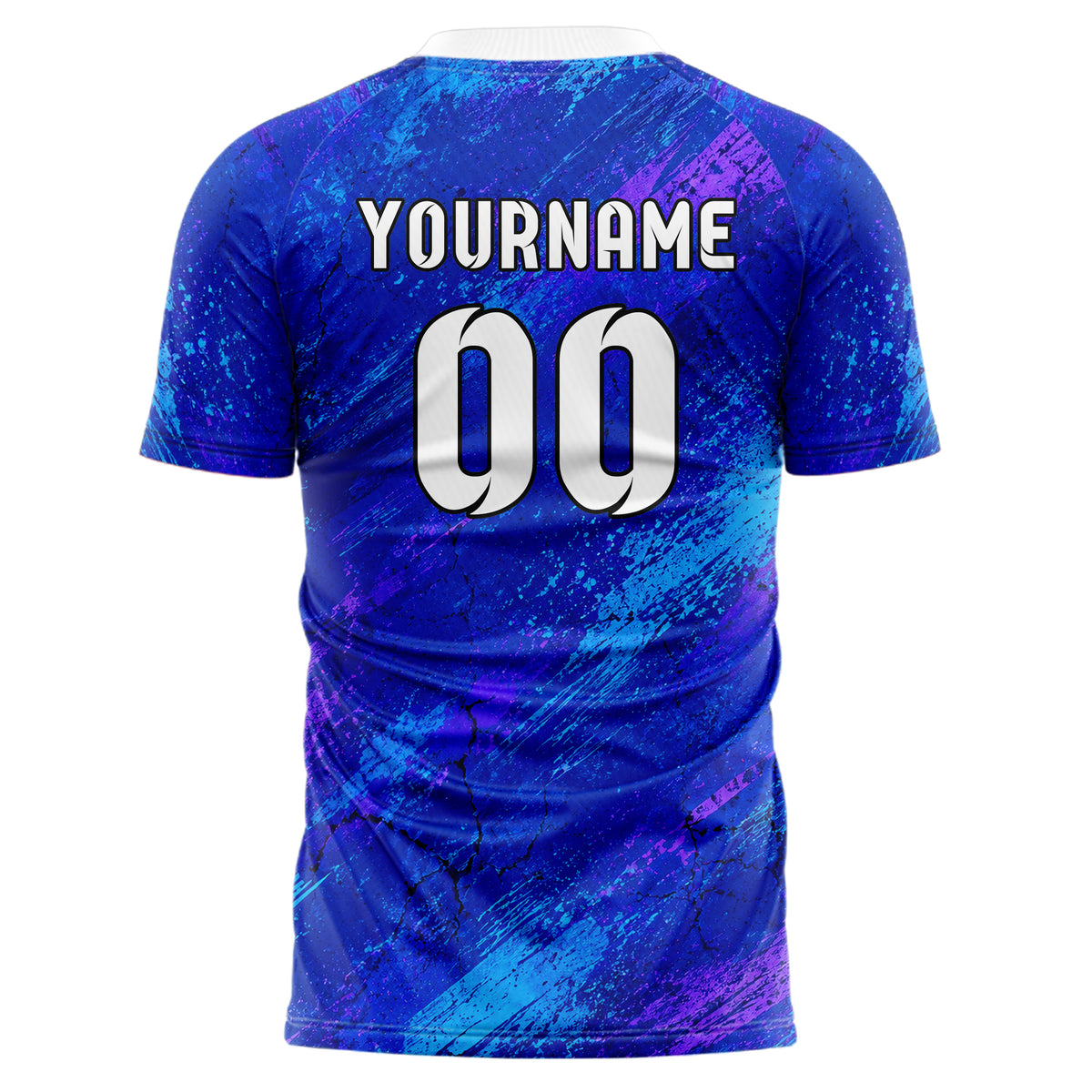 Royalblau lebendiges Graffiti Cracked Texture Design 03-0146 individuelles Fußballtrikot back