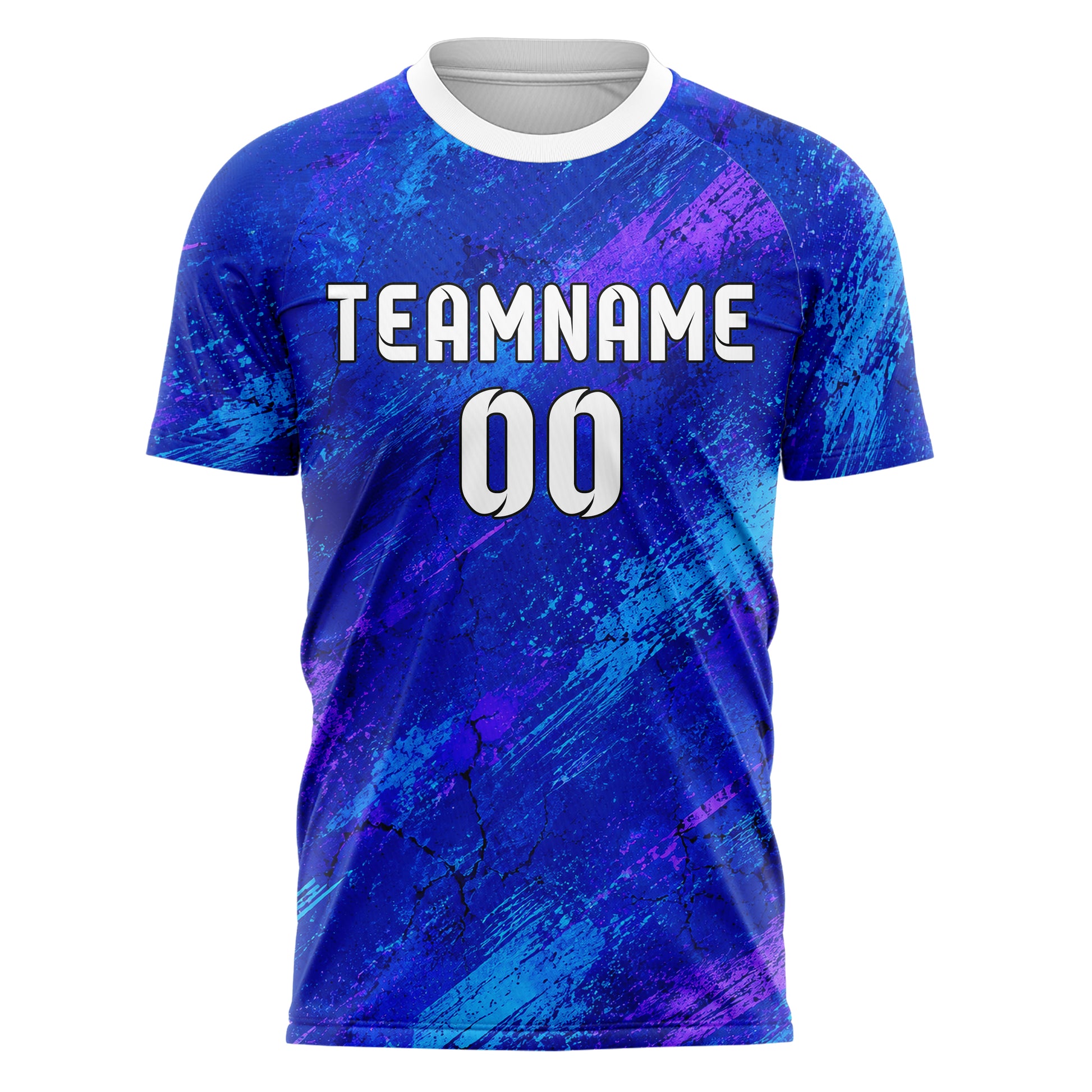Royalblau lebendiges Graffiti Cracked Texture Design 03-0146 individuelles Fußballtrikot front