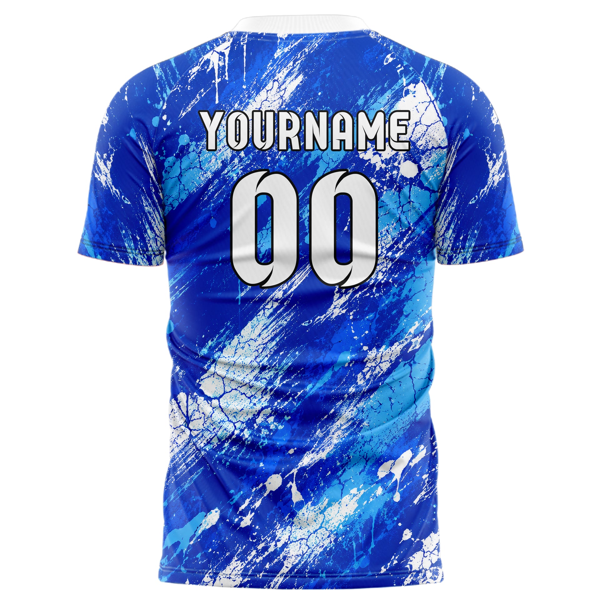 Royalblau lebendiges Graffiti Cracked Texture Design 03-0226 individuelles Fußballtrikot back