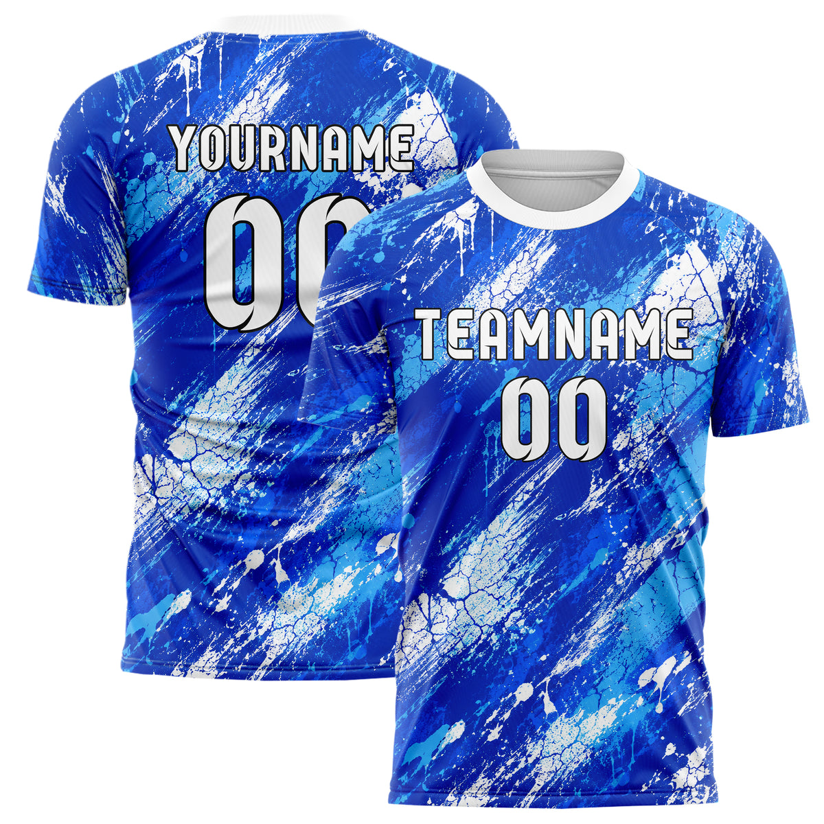 Royalblau lebendiges Graffiti Cracked Texture Design 03-0226 individuelles Fußballtrikot main