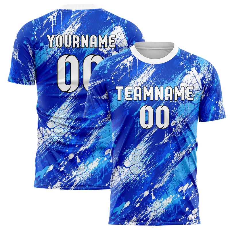 Royalblau lebendiges Graffiti Cracked Texture Design 03-0226 individuelles Fußballtrikot main