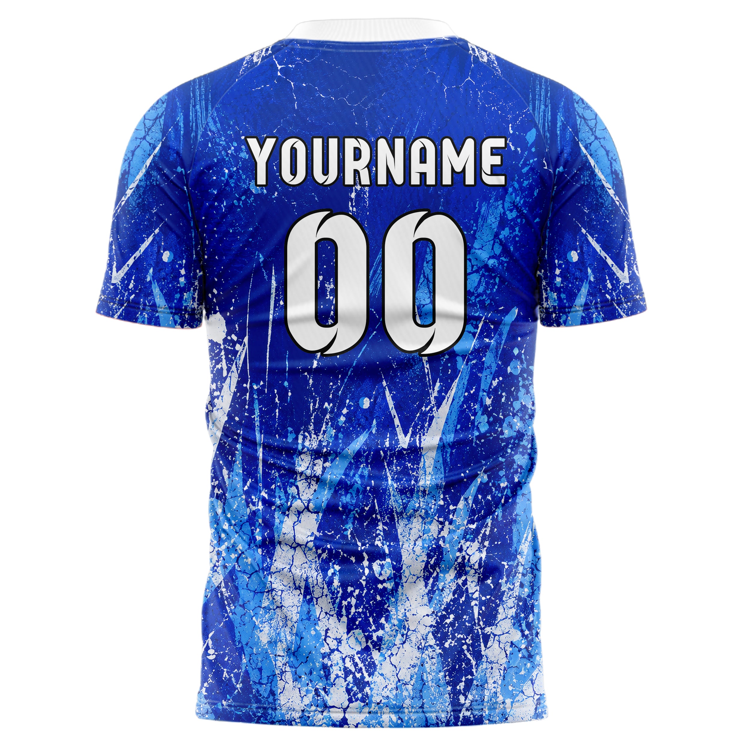 Royalblau lebendiges Graffiti Cracked Texture Design 03-0298 individuelles Fußballtrikot back