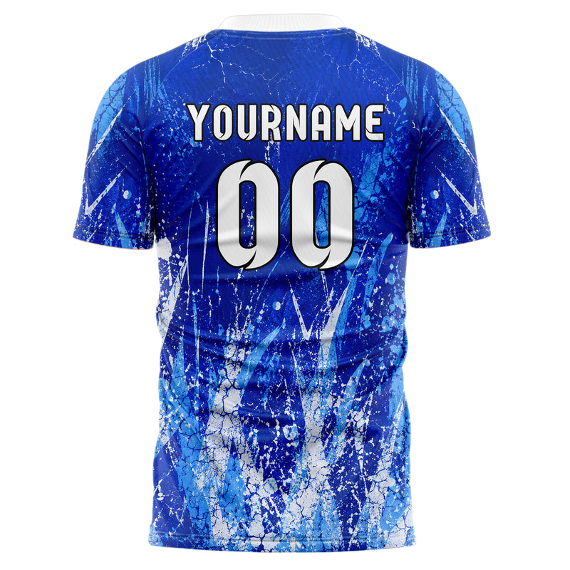 Royalblau lebendiges Graffiti Cracked Texture Design 03-0298 individuelles Fußballtrikot back