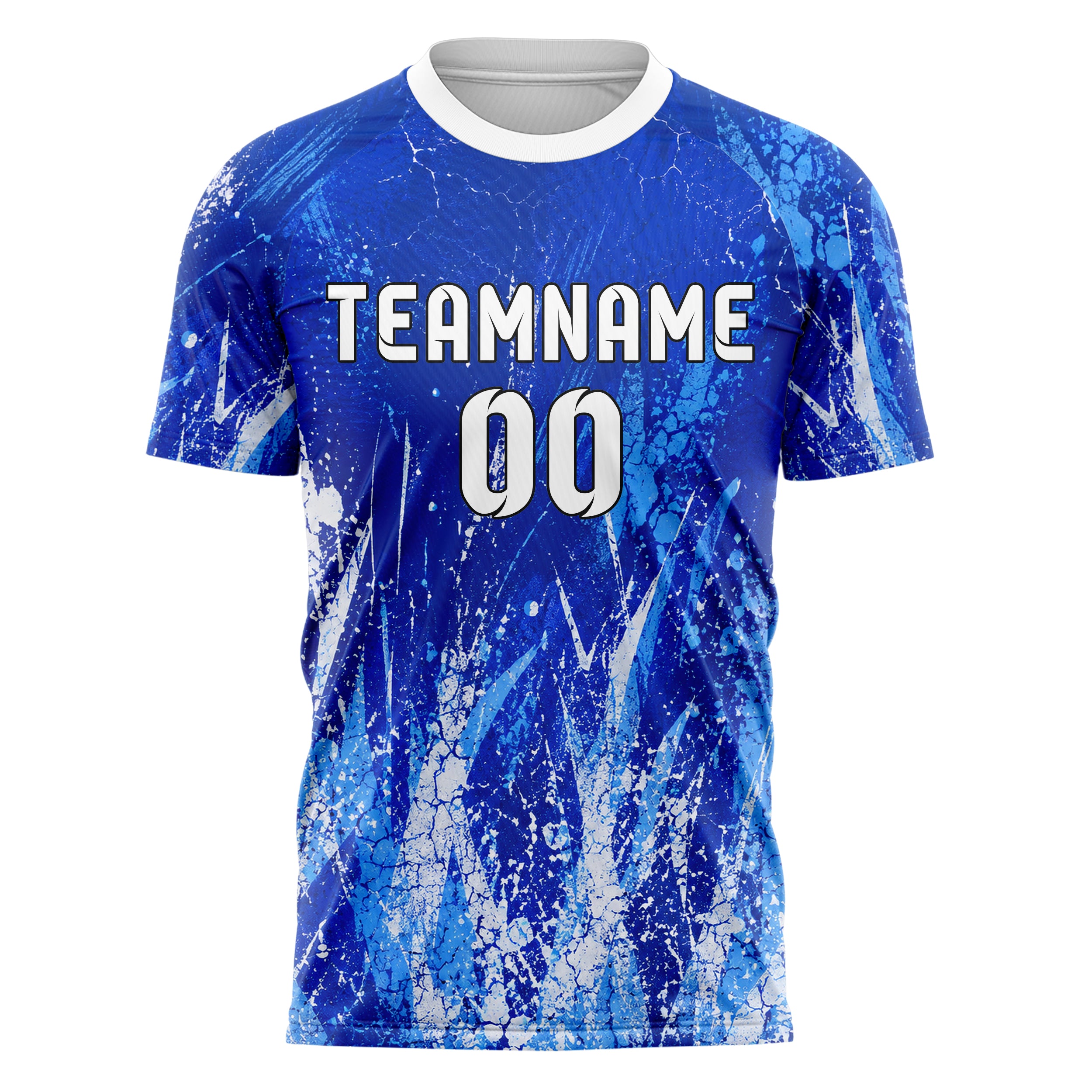 Royalblau lebendiges Graffiti Cracked Texture Design 03-0298 individuelles Fußballtrikot front