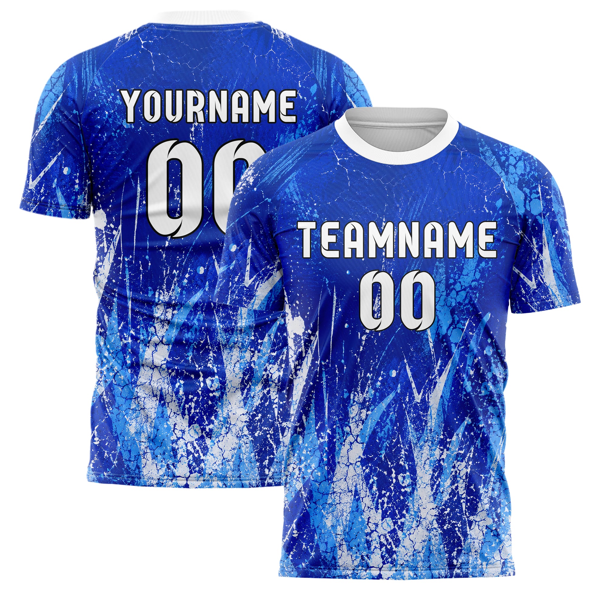 Royalblau lebendiges Graffiti Cracked Texture Design 03-0298 individuelles Fußballtrikot main