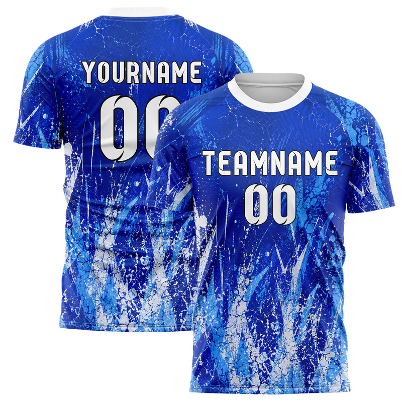 Royalblau lebendiges Graffiti Cracked Texture Design 03-0298 individuelles Fußballtrikot main