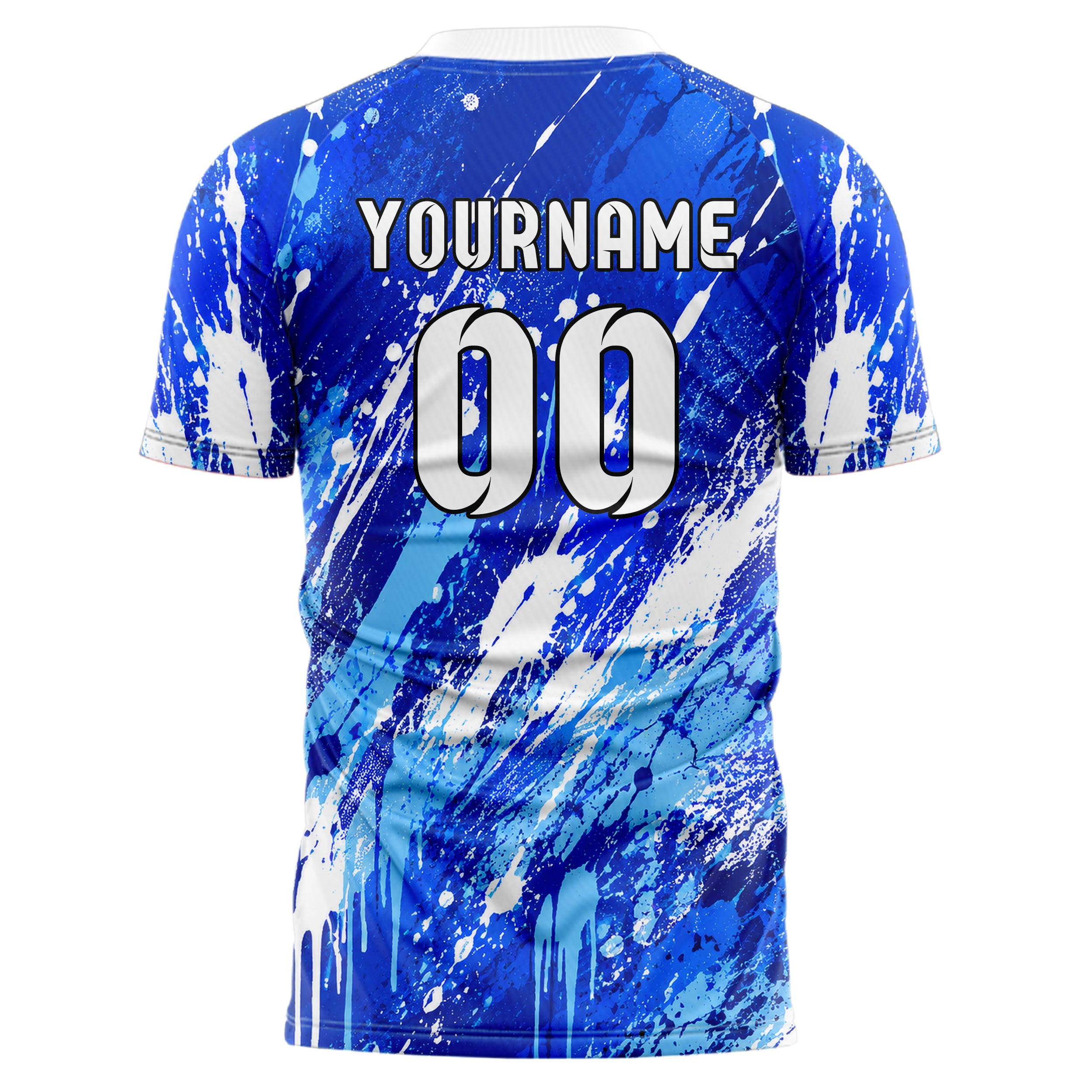 Royalblau lebendiges Graffiti diagonal Paint Flow Design 03-0043 individuelles Fußballtrikot back