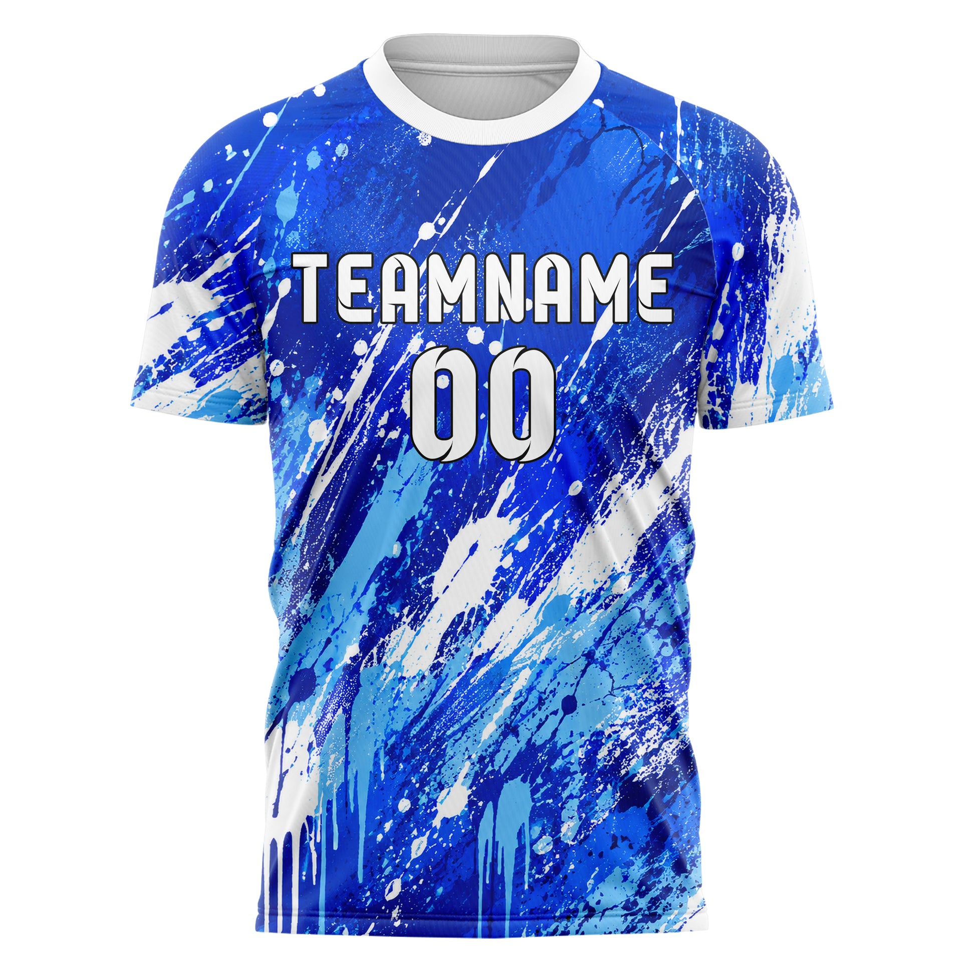 Royalblau lebendiges Graffiti diagonal Paint Flow Design 03-0043 individuelles Fußballtrikot front
