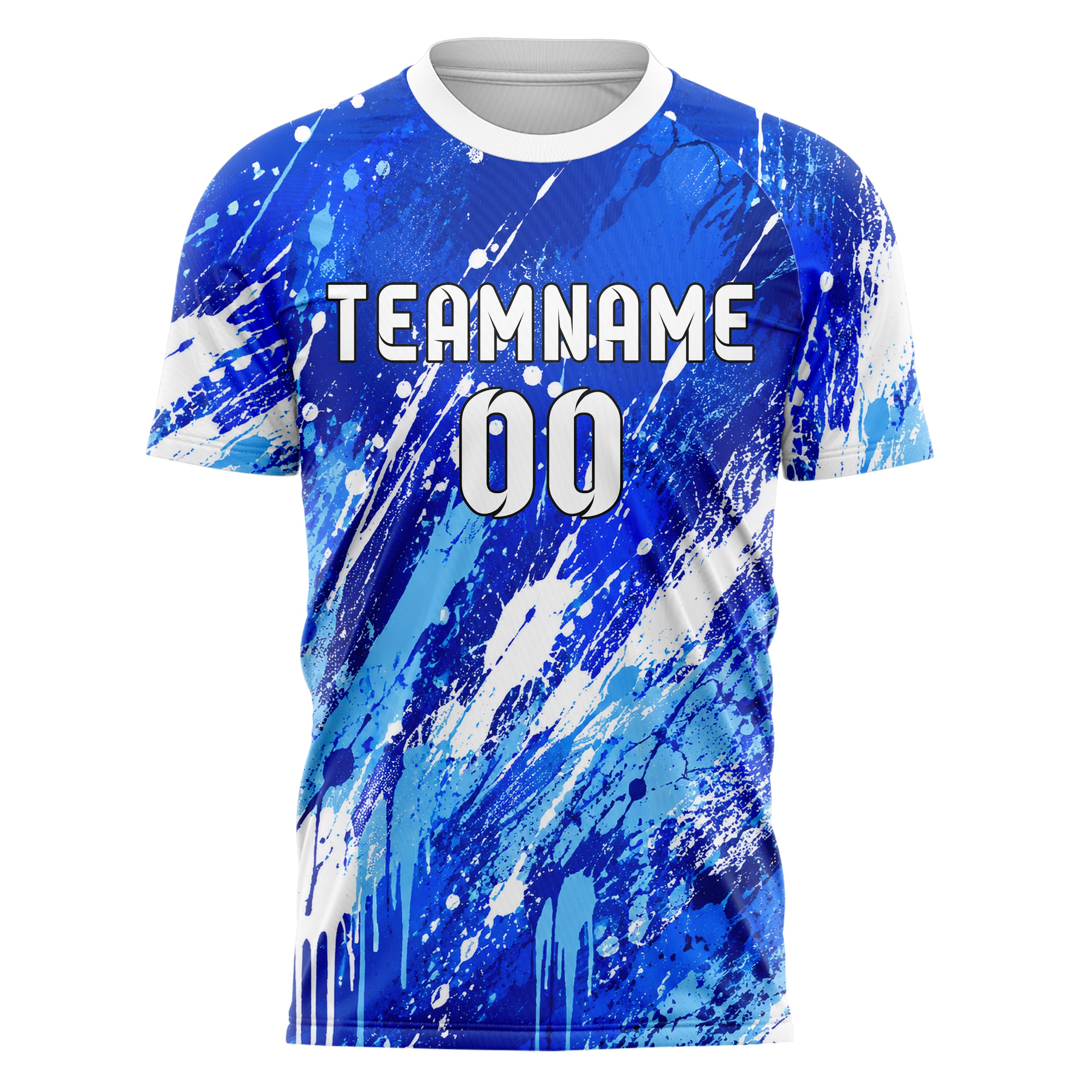 Royalblau lebendiges Graffiti diagonal Paint Flow Design 03-0043 individuelles Fußballtrikot front