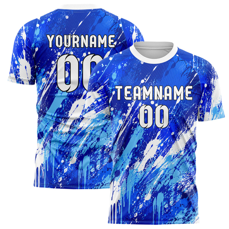 Royalblau lebendiges Graffiti diagonal Paint Flow Design 03-0043 individuelles Fußballtrikot main