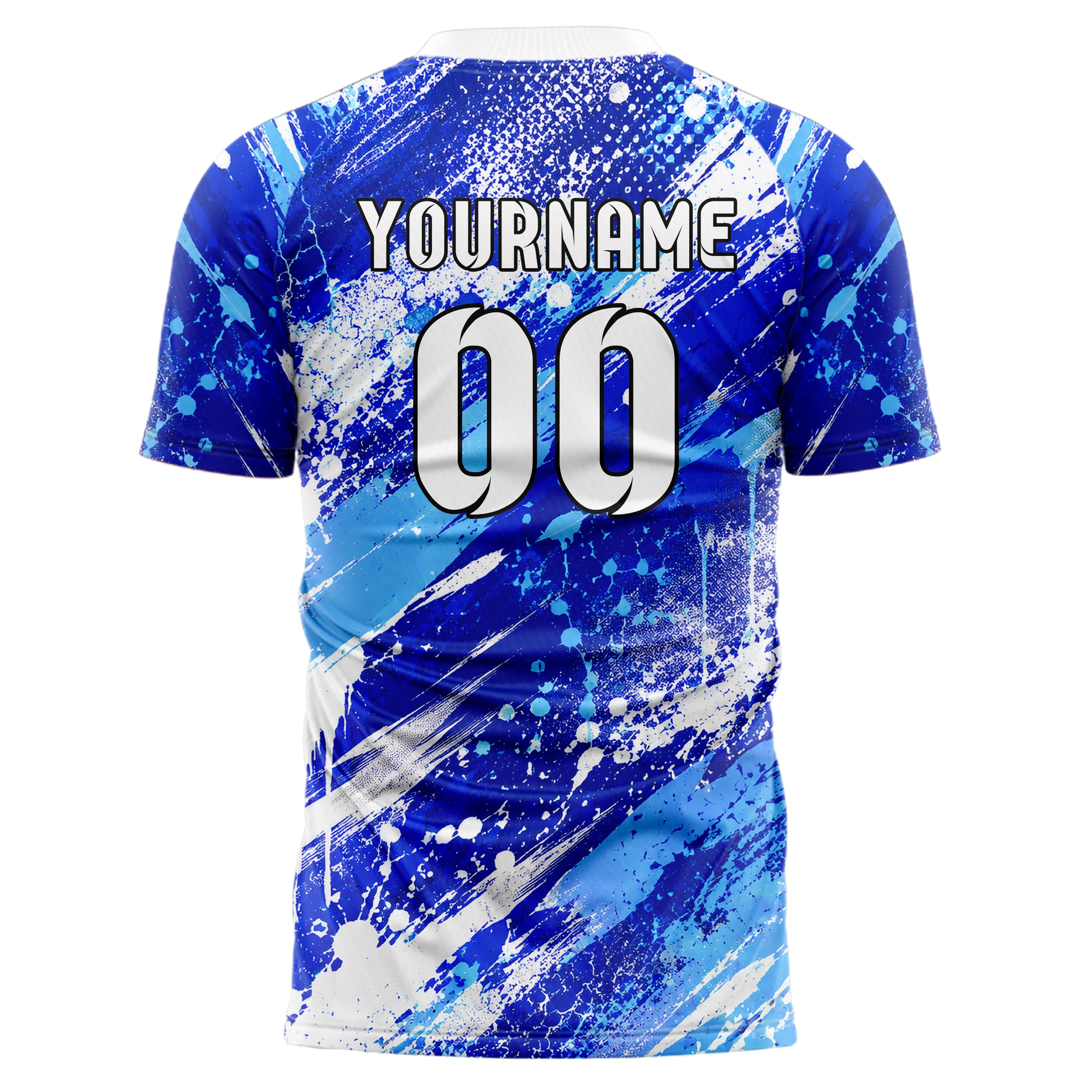 Royalblau lebendiges Graffiti diagonal Paint Flow Design 03-0187 individuelles Fußballtrikot back