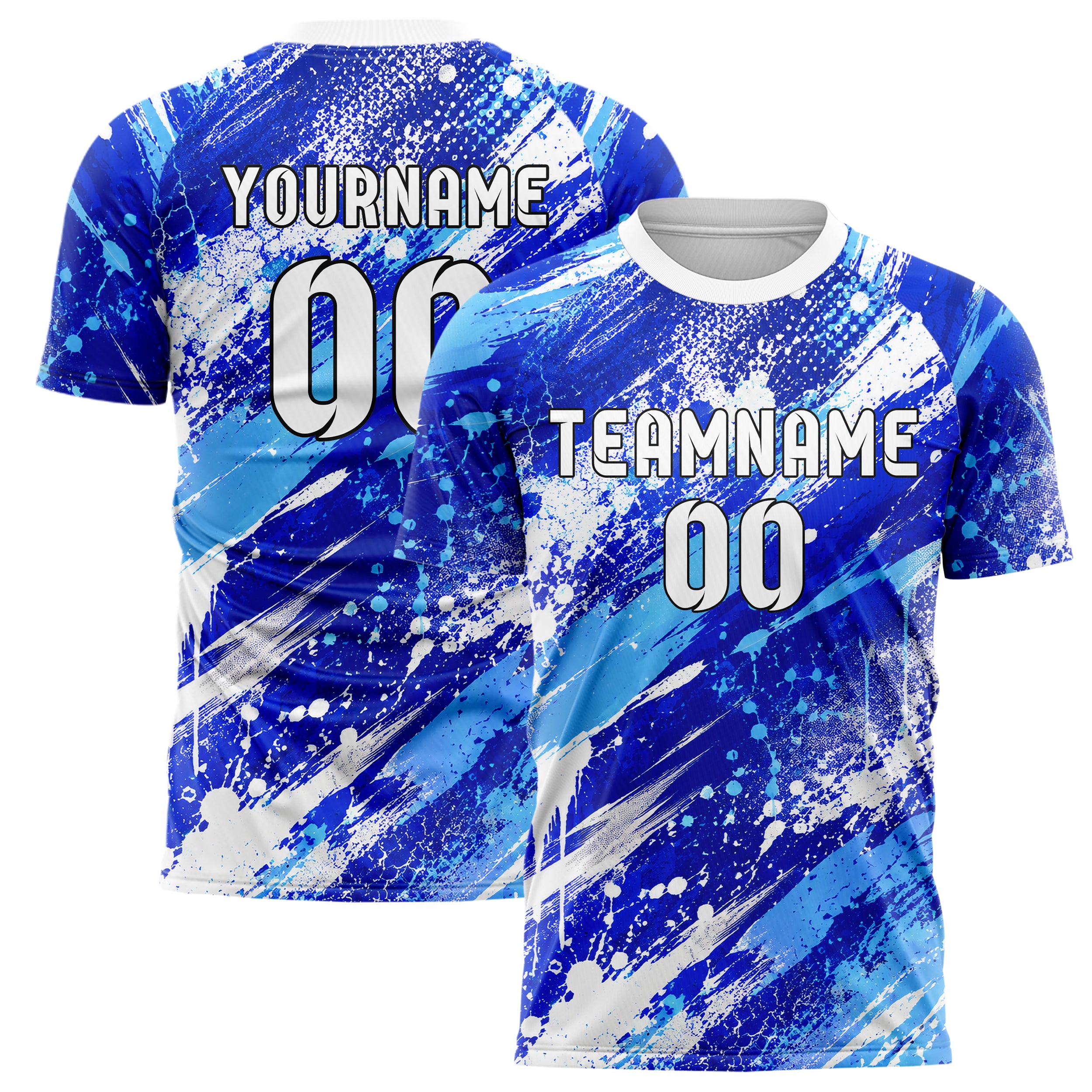 Royalblau lebendiges Graffiti diagonal Paint Flow Design 03-0187 individuelles Fußballtrikot main