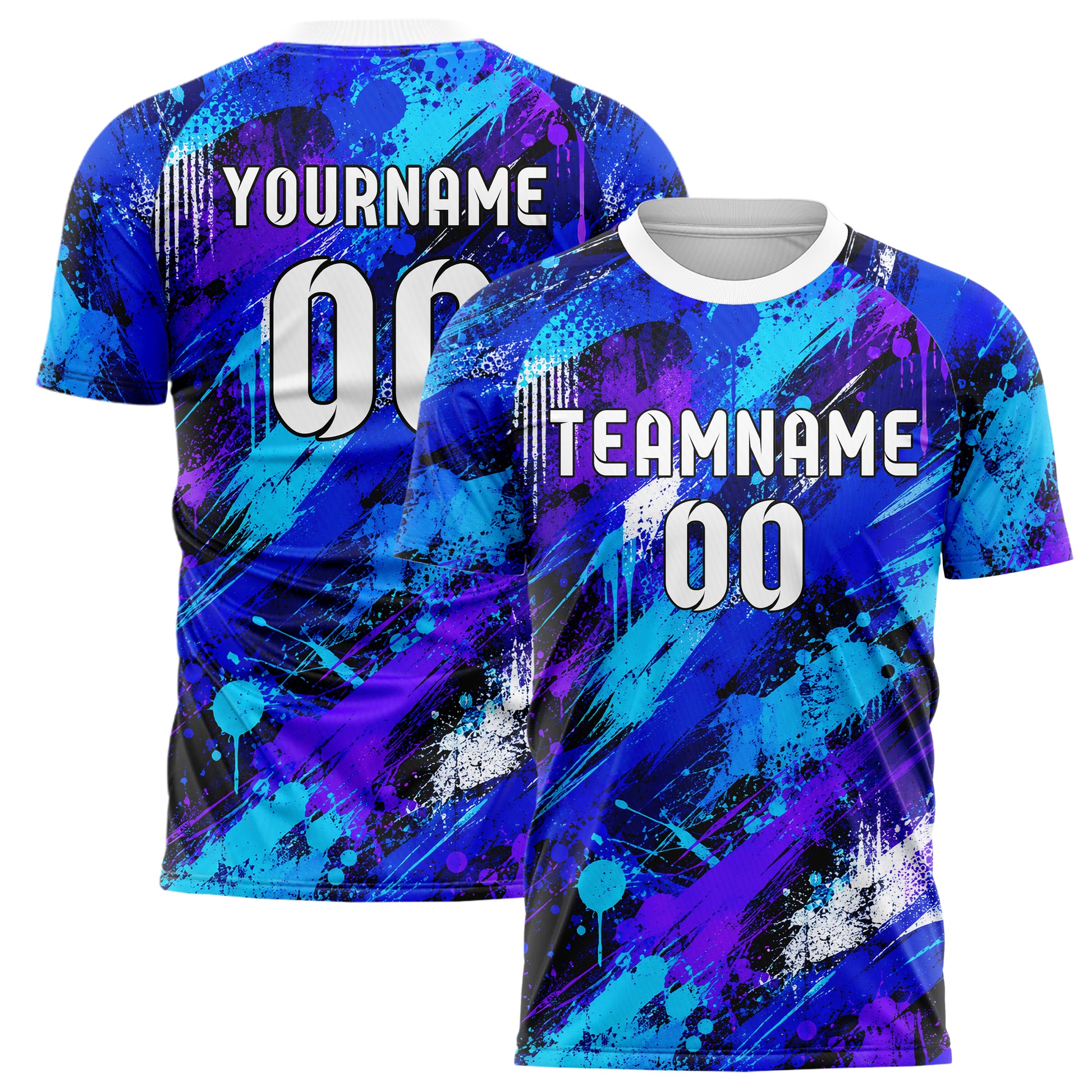 Royalblau lebendiges Graffiti diagonal Paint Flow Design 03-0323 individuelles Fußballtrikot main