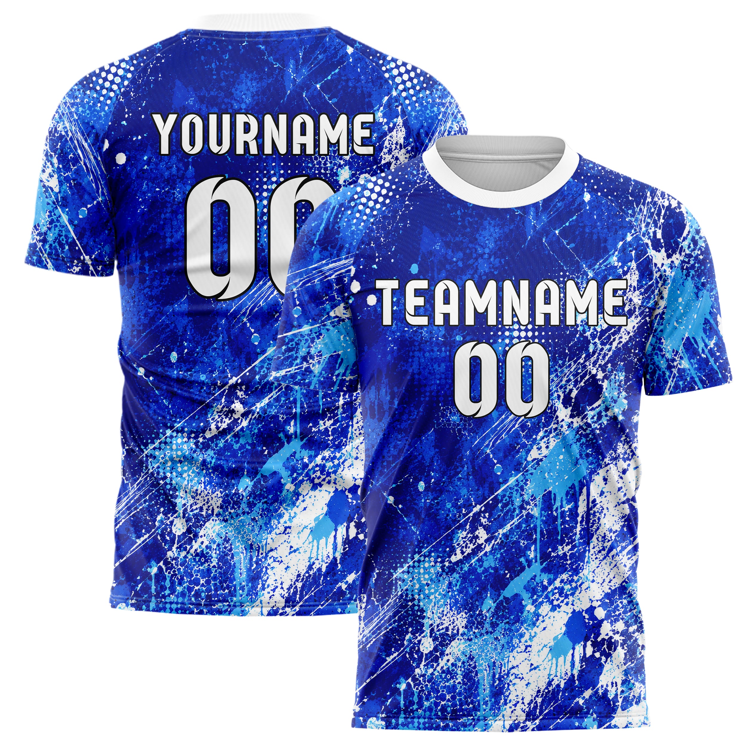 Royalblau lebendiges Graffiti diagonal Paint Flow Design 03-0379 individuelles Fußballtrikot main