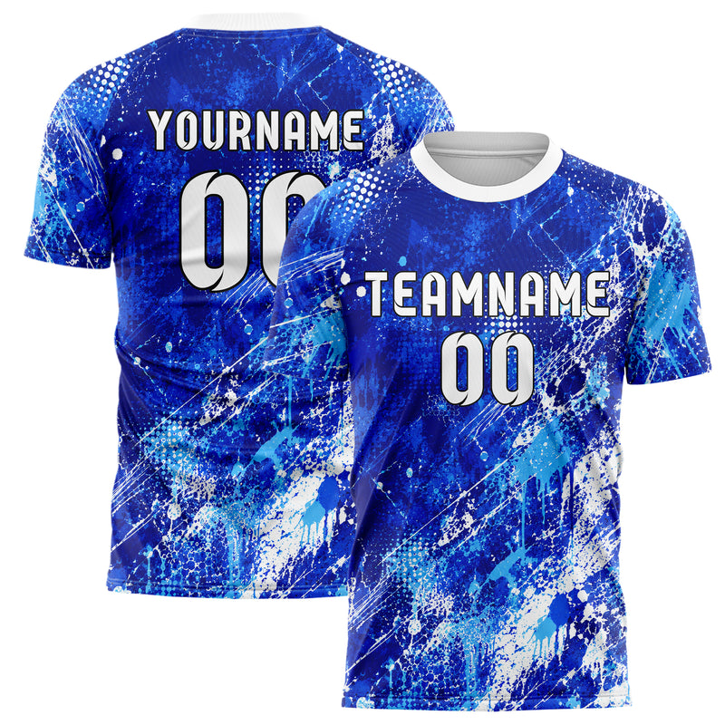 Royalblau lebendiges Graffiti diagonal Paint Flow Design 03-0379 individuelles Fußballtrikot main
