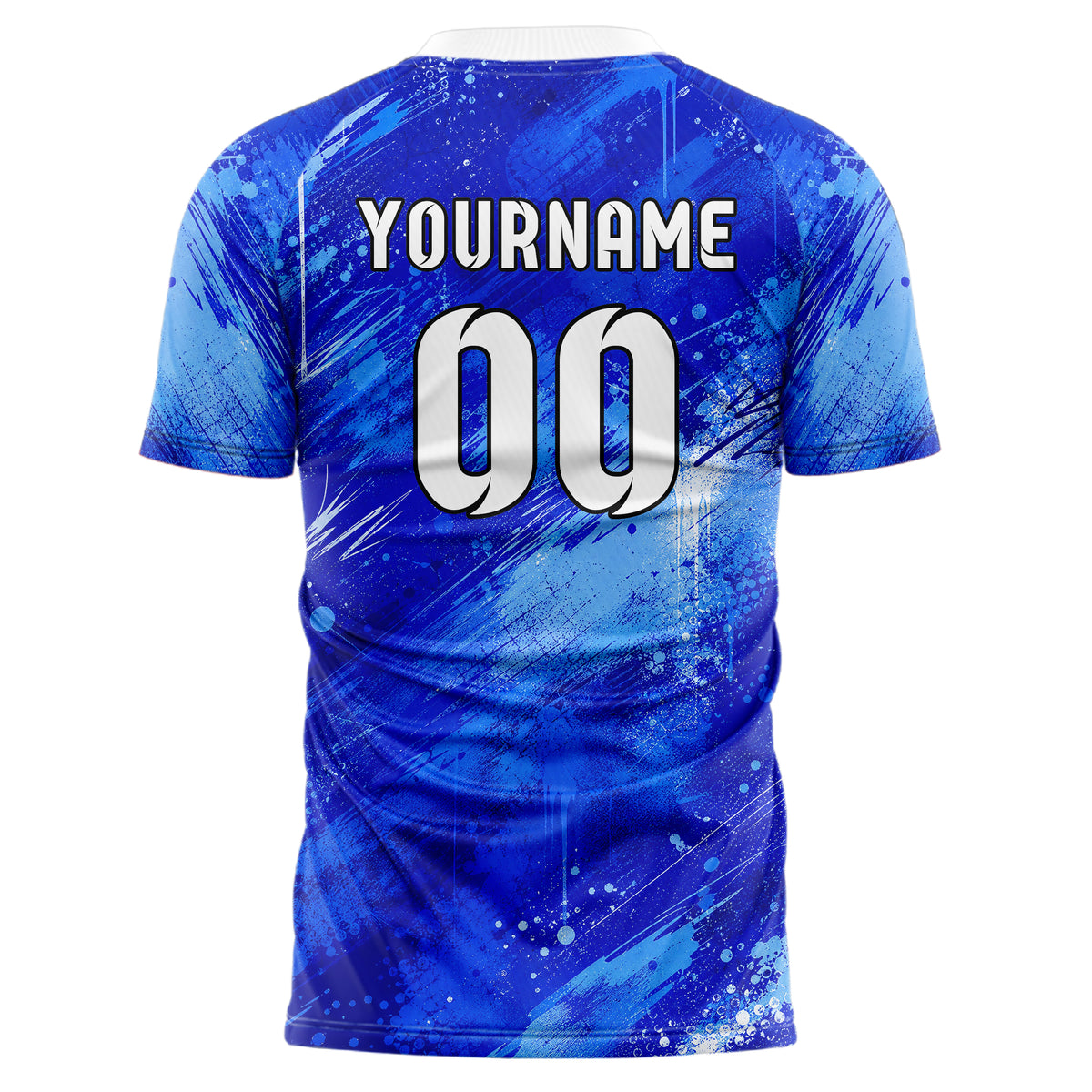 Royalblau lebendiges Graffiti Drip Paint Design 03-0004 individuelles Fußballtrikot back