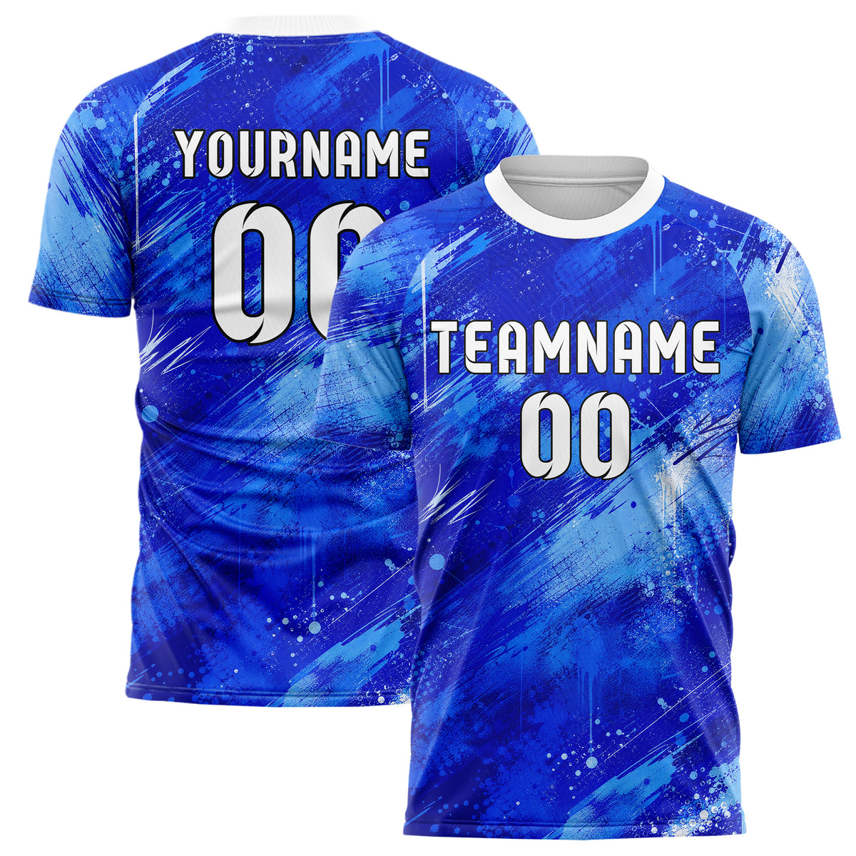 Royalblau lebendiges Graffiti Drip Paint Design 03-0004 individuelles Fußballtrikot main