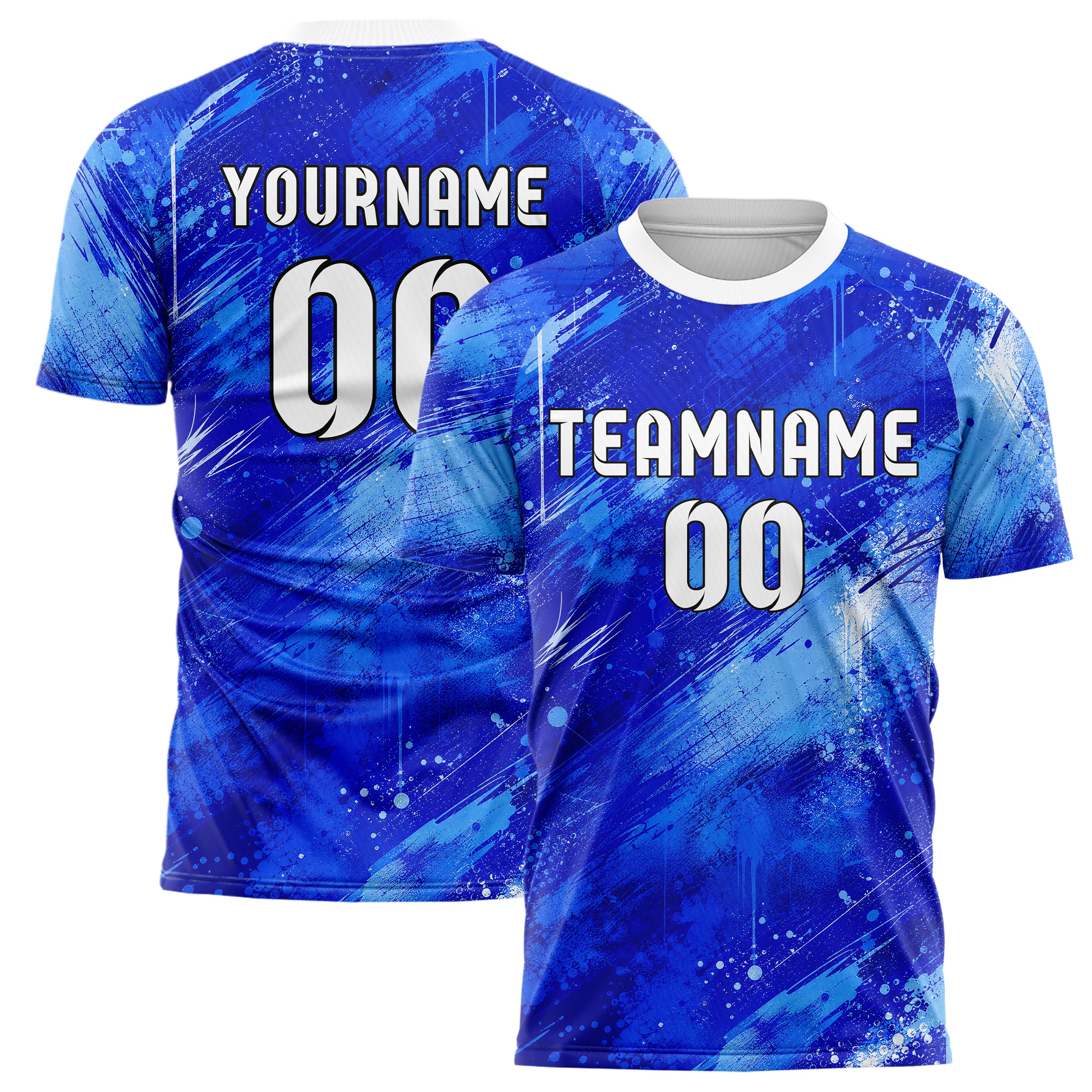 Royalblau lebendiges Graffiti Drip Paint Design 03-0004 individuelles Fußballtrikot main
