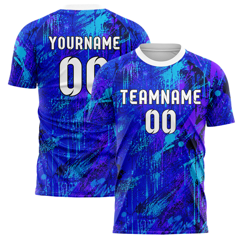 Royalblau lebendiges Graffiti Drip Paint Design 03-0092 individuelles Fußballtrikot main
