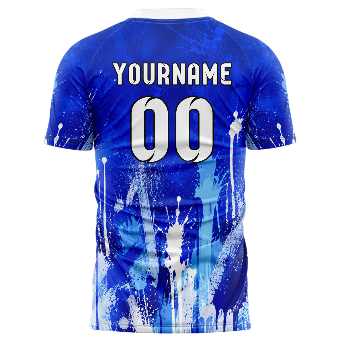 Royalblau lebendiges Graffiti Drip Paint Design 03-0100 individuelles Fußballtrikot back