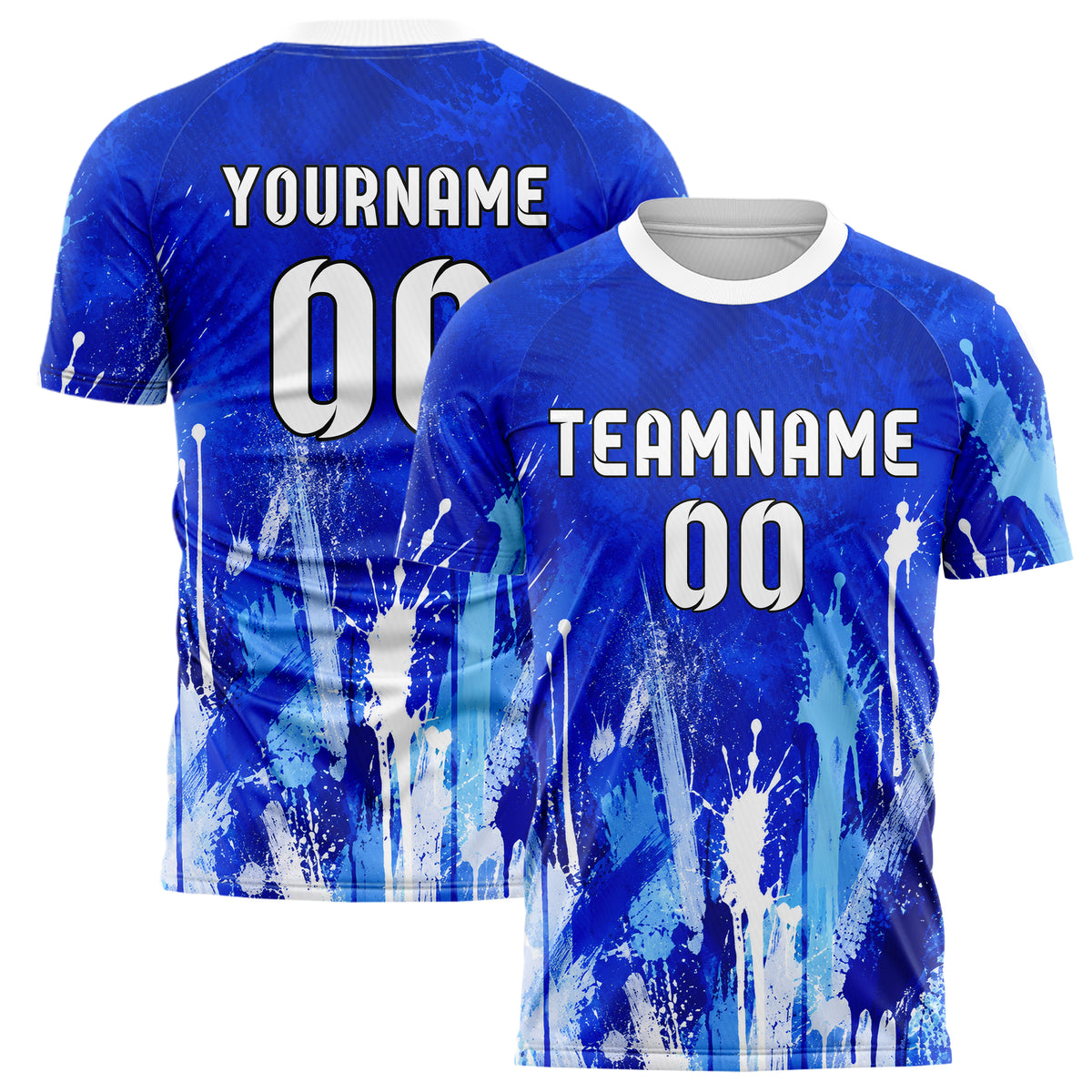 Royalblau lebendiges Graffiti Drip Paint Design 03-0100 individuelles Fußballtrikot main