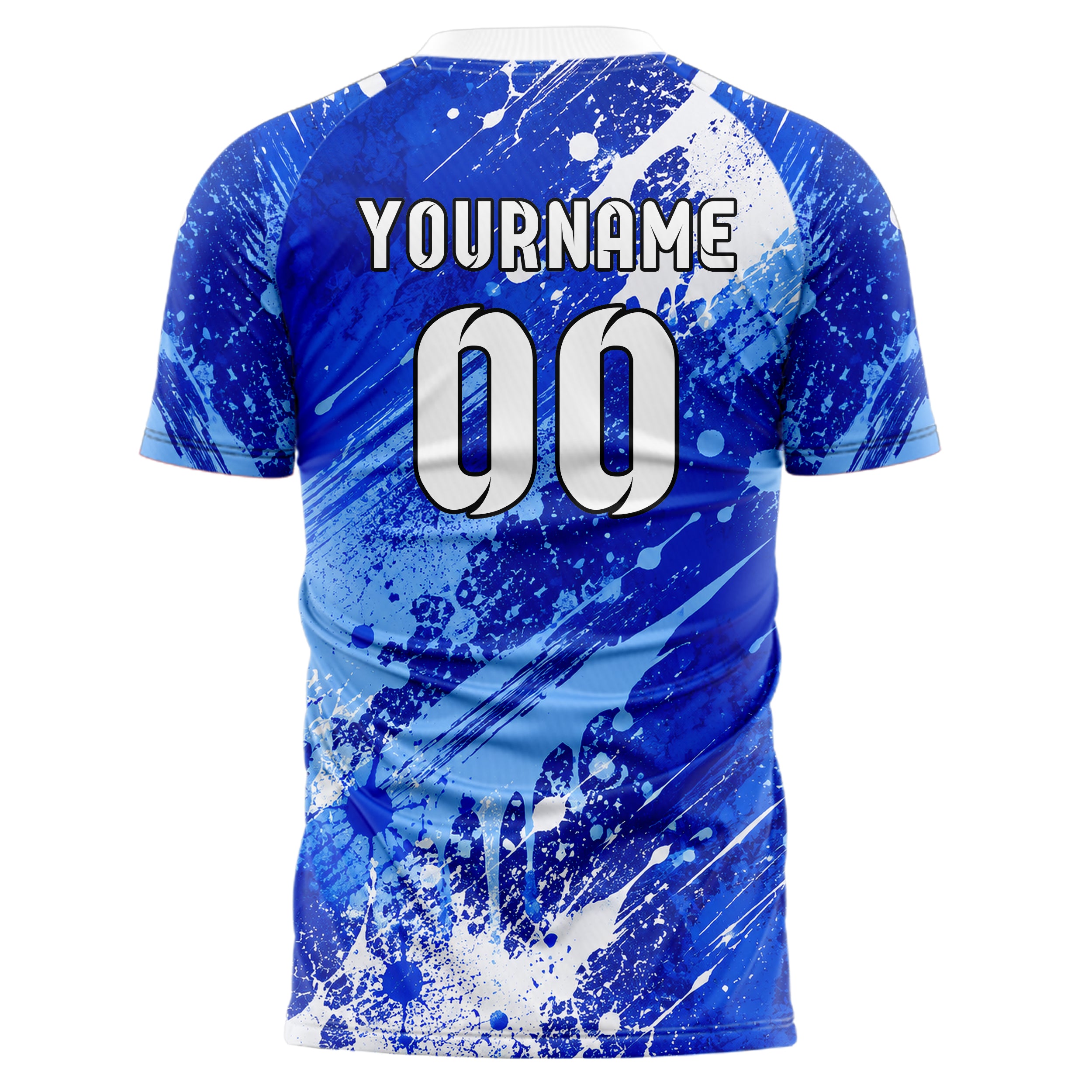 Royalblau lebendiges Graffiti Drip Paint Design 03-0244 individuelles Fußballtrikot back
