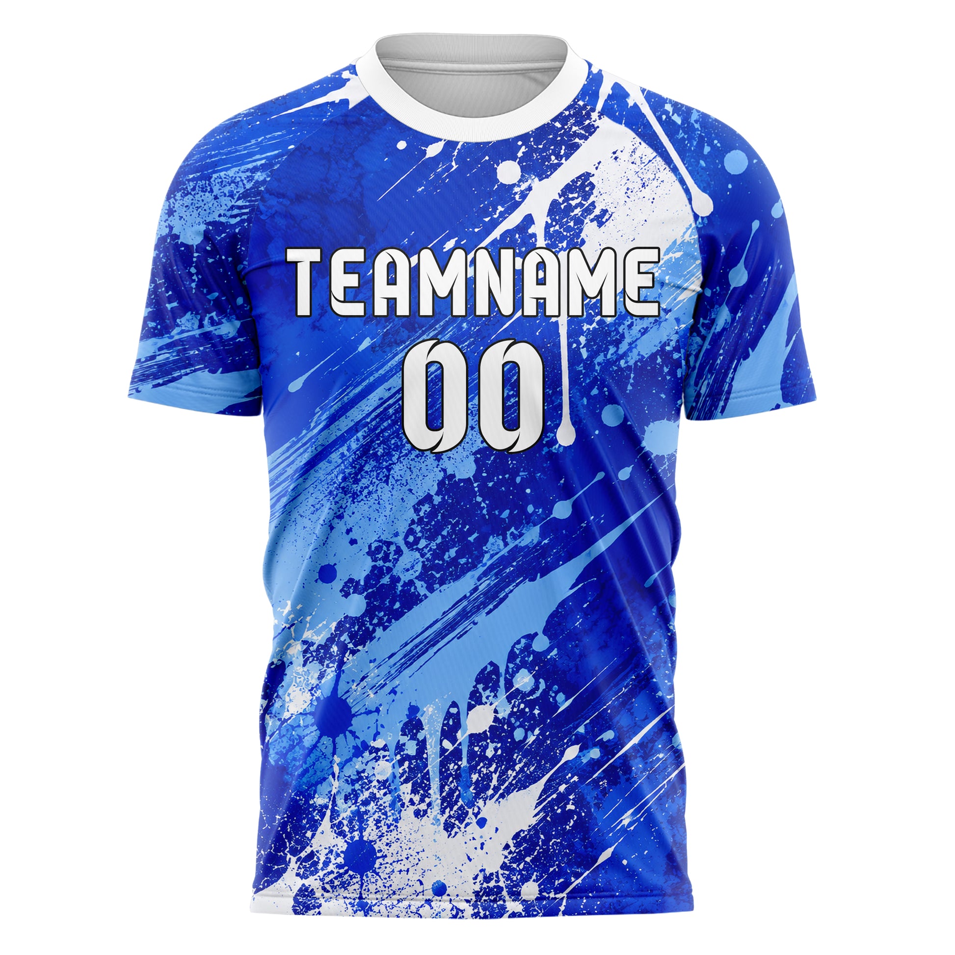 Royalblau lebendiges Graffiti Drip Paint Design 03-0244 individuelles Fußballtrikot front