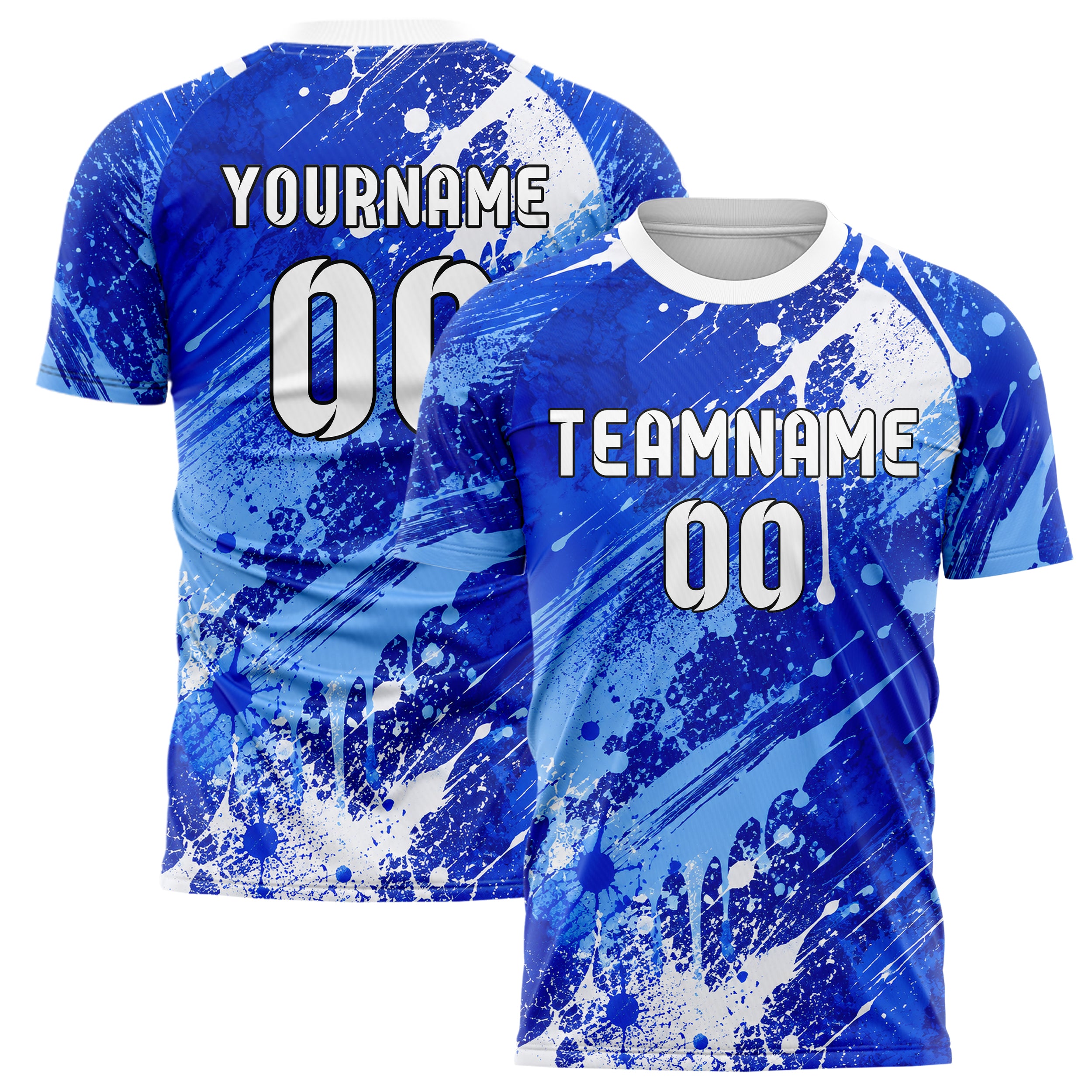 Royalblau lebendiges Graffiti Drip Paint Design 03-0244 individuelles Fußballtrikot main