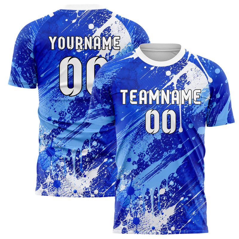Royalblau lebendiges Graffiti Drip Paint Design 03-0244 individuelles Fußballtrikot main