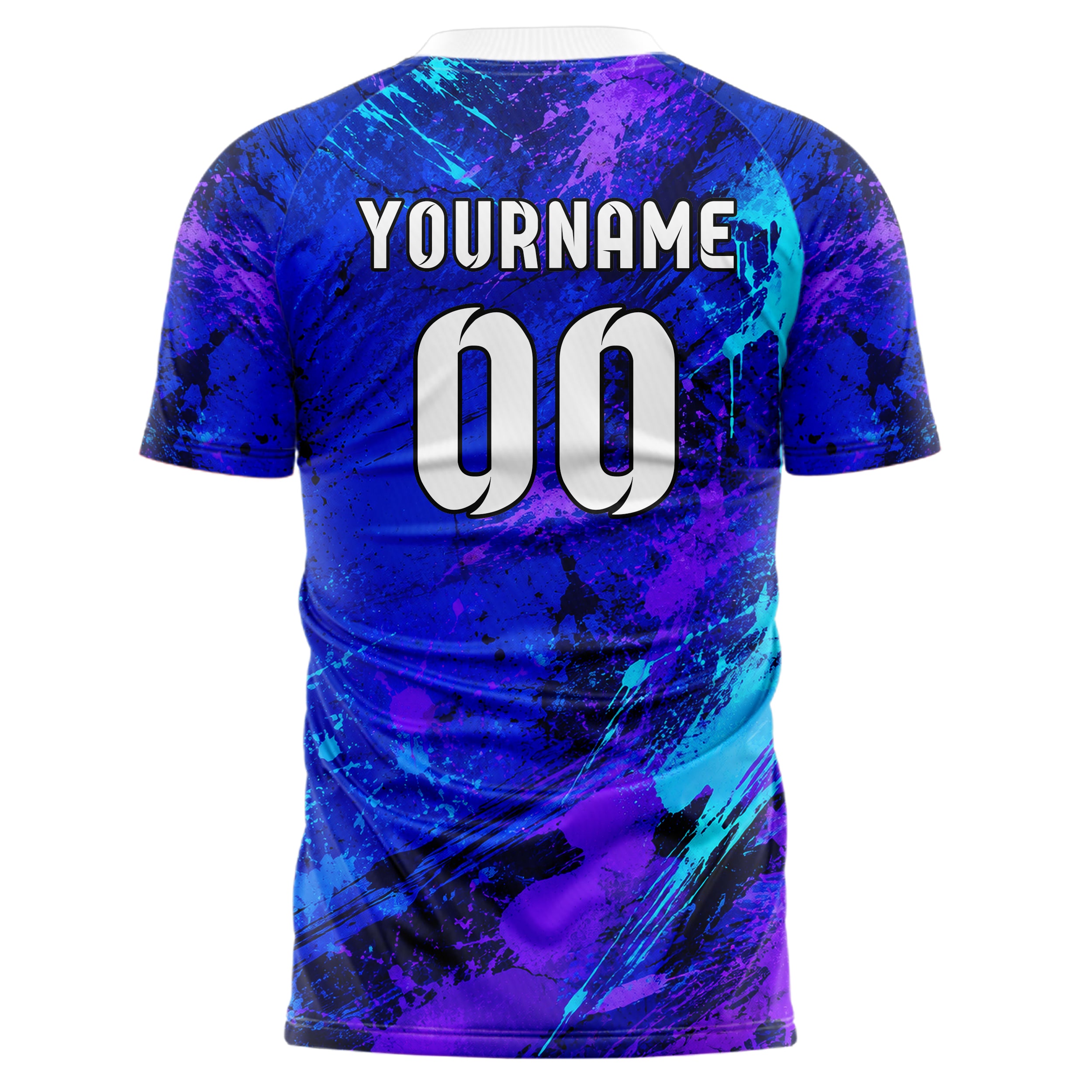 Royalblau lebendiges Graffiti Grunge Smear Design 03-0041 individuelles Fußballtrikot back