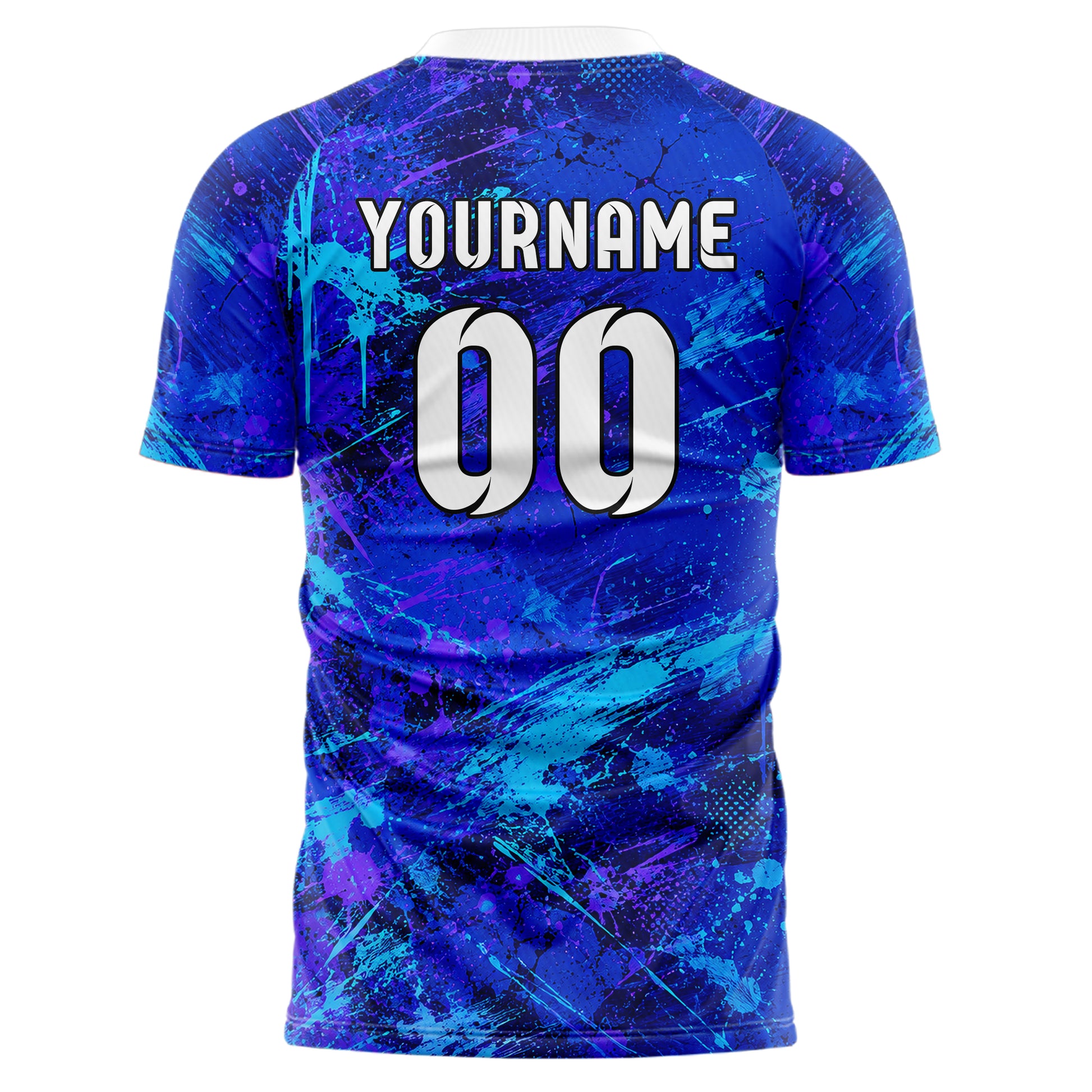 Royalblau lebendiges Graffiti Grunge Smear Design 03-0089 individuelles Fußballtrikot back
