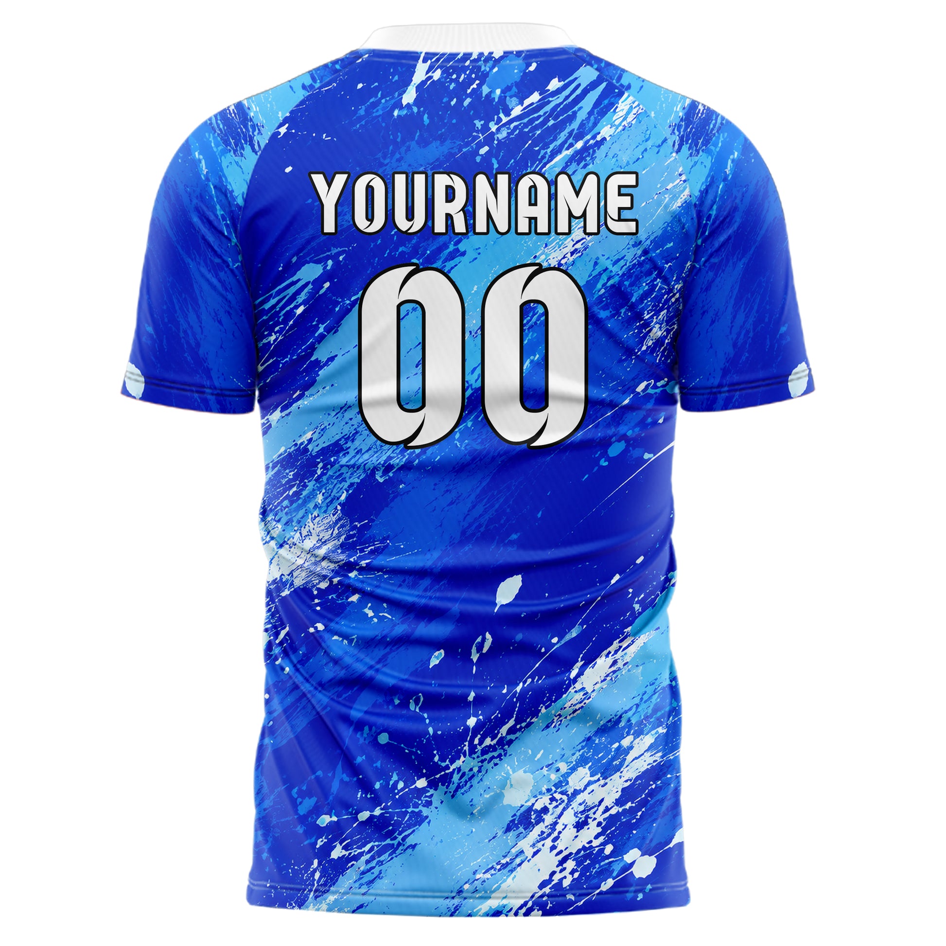 Royalblau lebendiges Graffiti Grunge Smear Design 03-0145 individuelles Fußballtrikot back