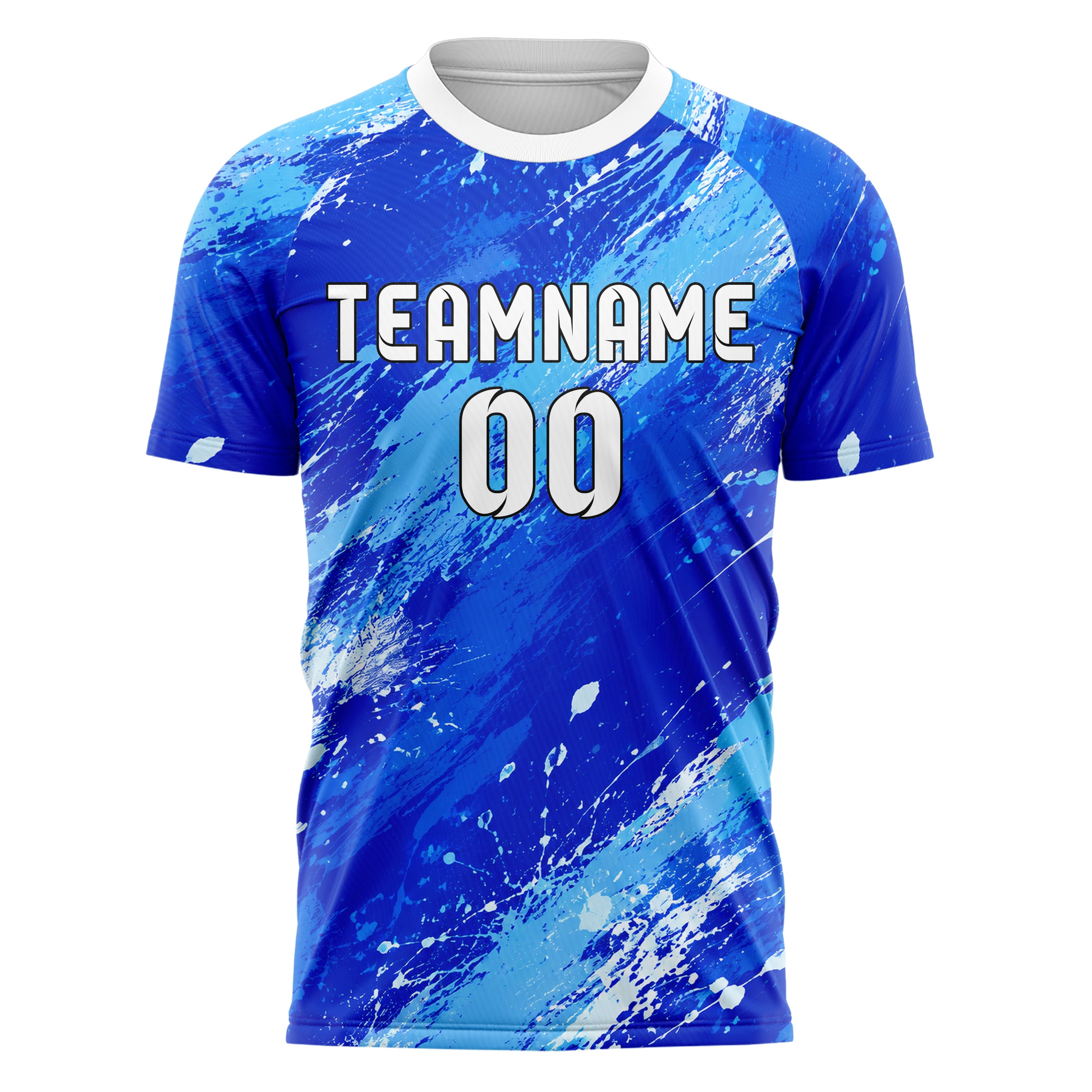 Royalblau lebendiges Graffiti Grunge Smear Design 03-0145 individuelles Fußballtrikot front