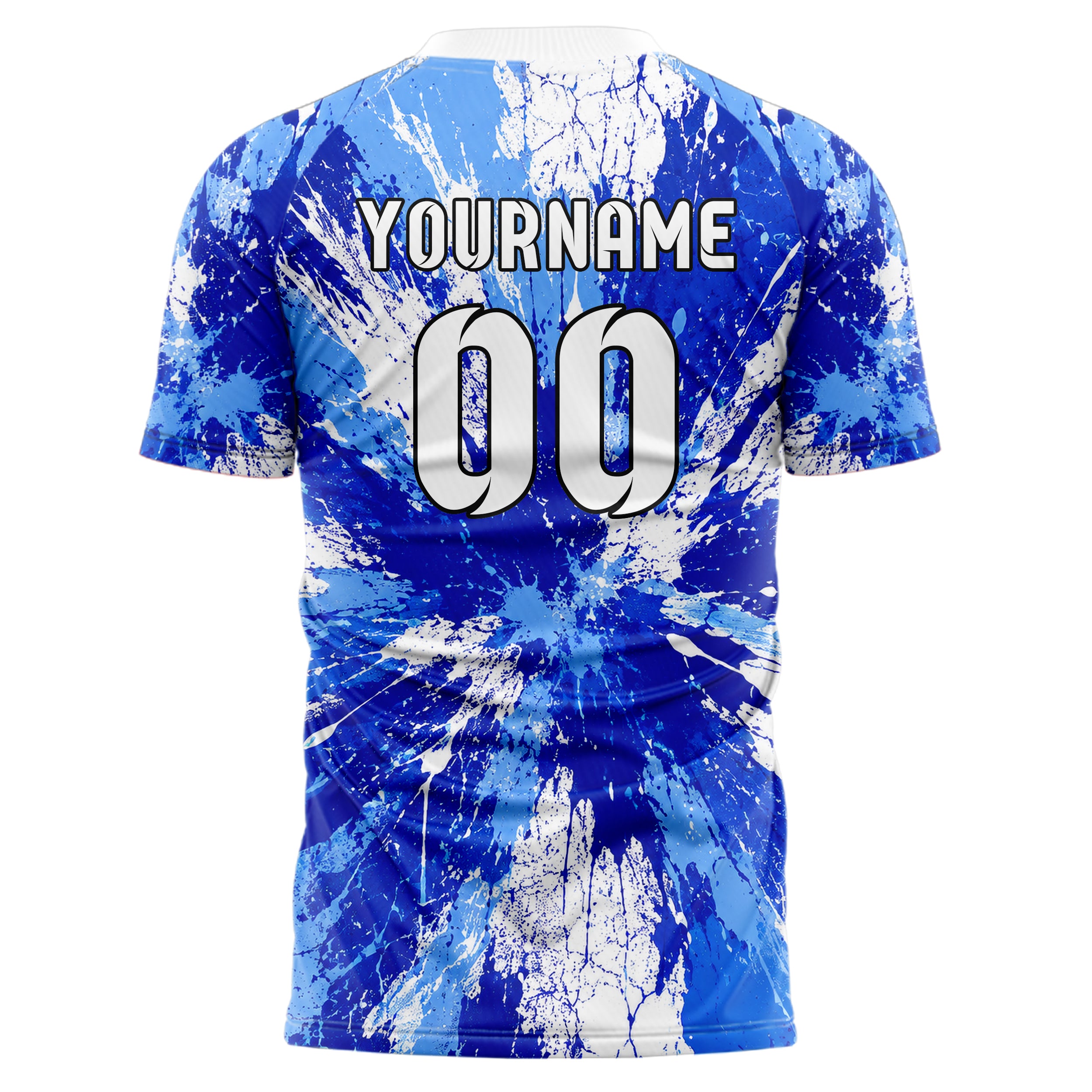 Royalblau lebendiges Graffiti Ink Splash Design 03-0349 individuelles Fußballtrikot back