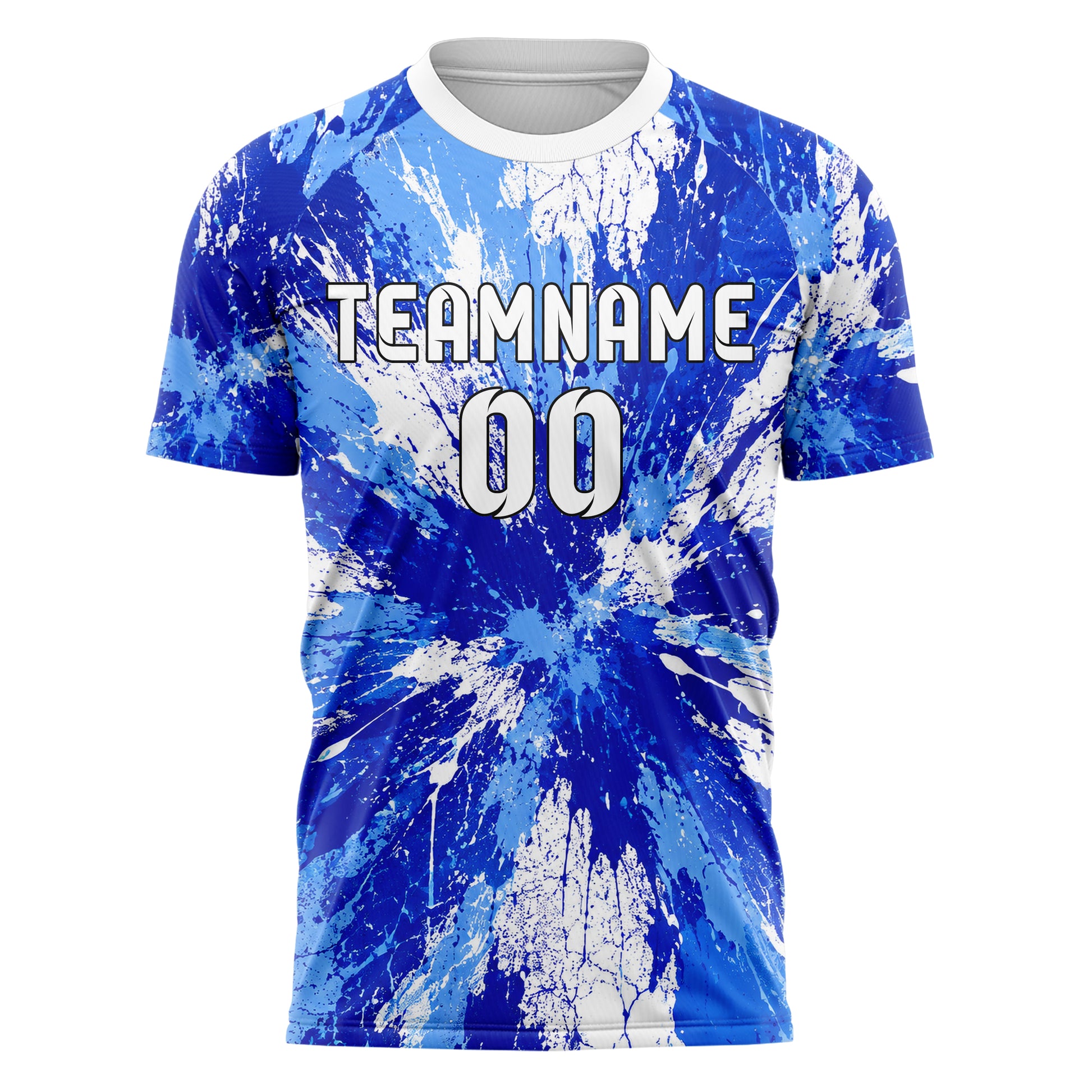 Royalblau lebendiges Graffiti Ink Splash Design 03-0349 individuelles Fußballtrikot front