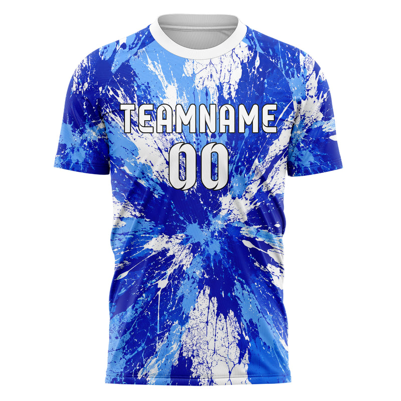 Royalblau lebendiges Graffiti Ink Splash Design 03-0349 individuelles Fußballtrikot front