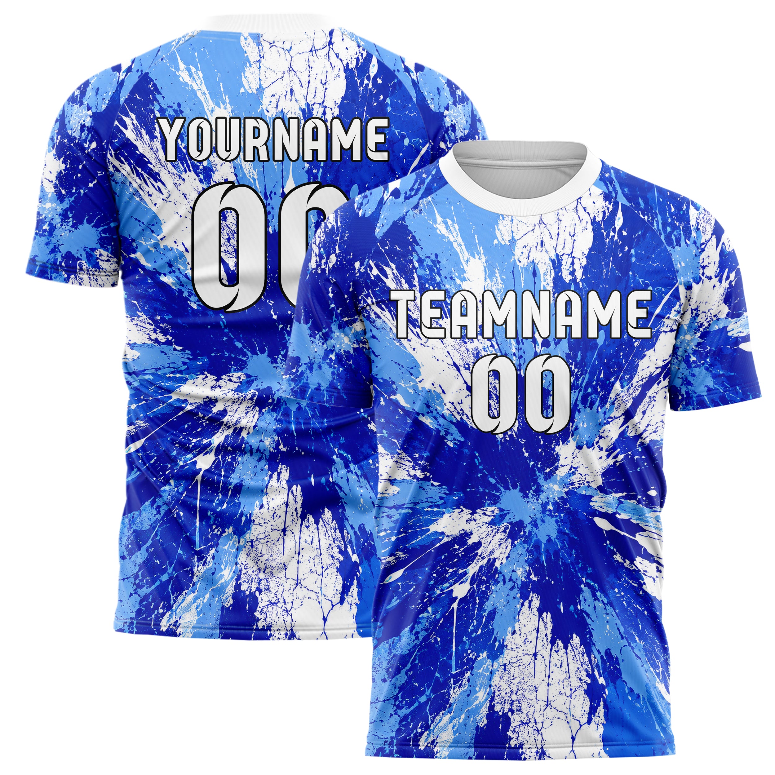 Royalblau lebendiges Graffiti Ink Splash Design 03-0349 individuelles Fußballtrikot main