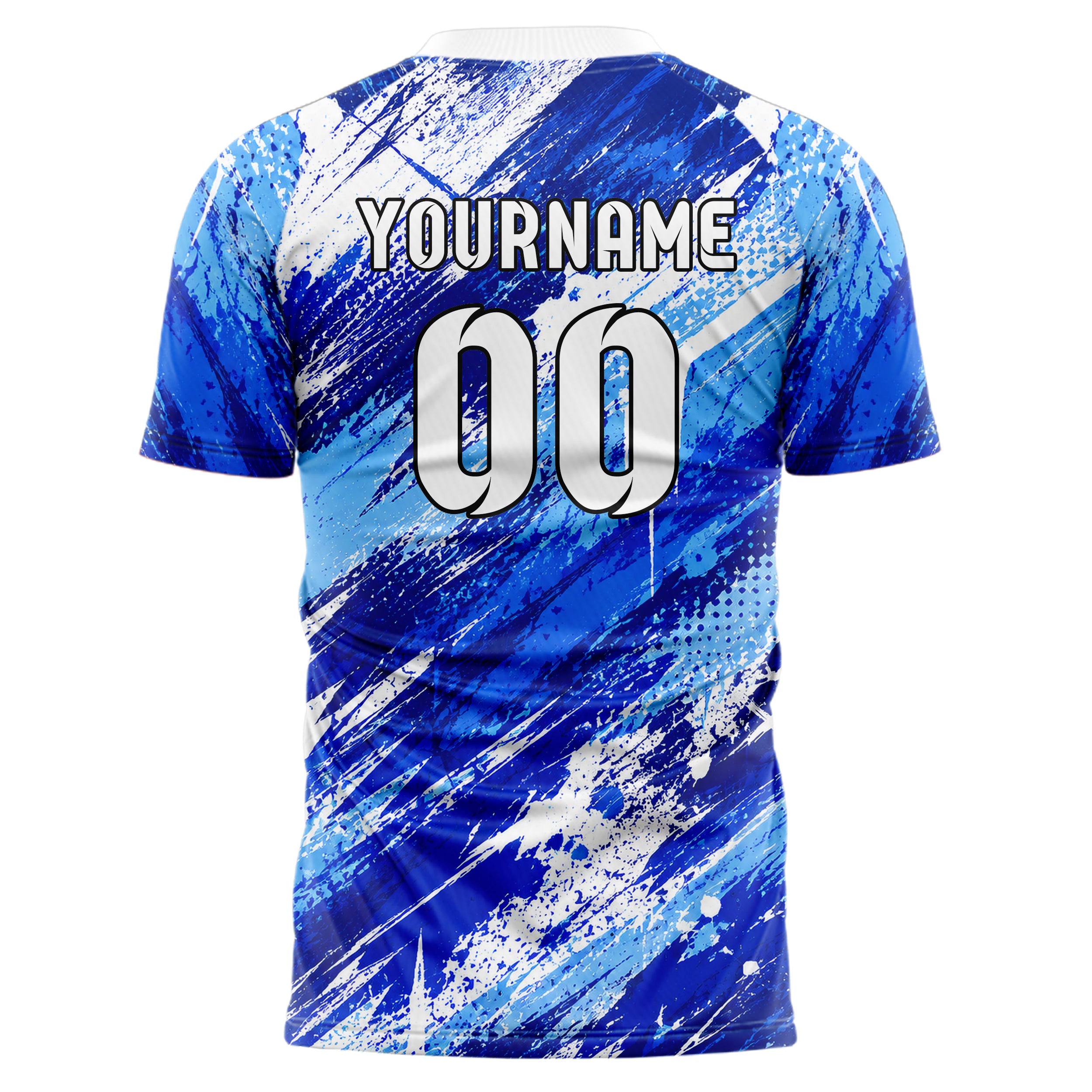 Royalblau lebendiges Graffiti Scratch Marks Design 03-0046 individuelles Fußballtrikot back