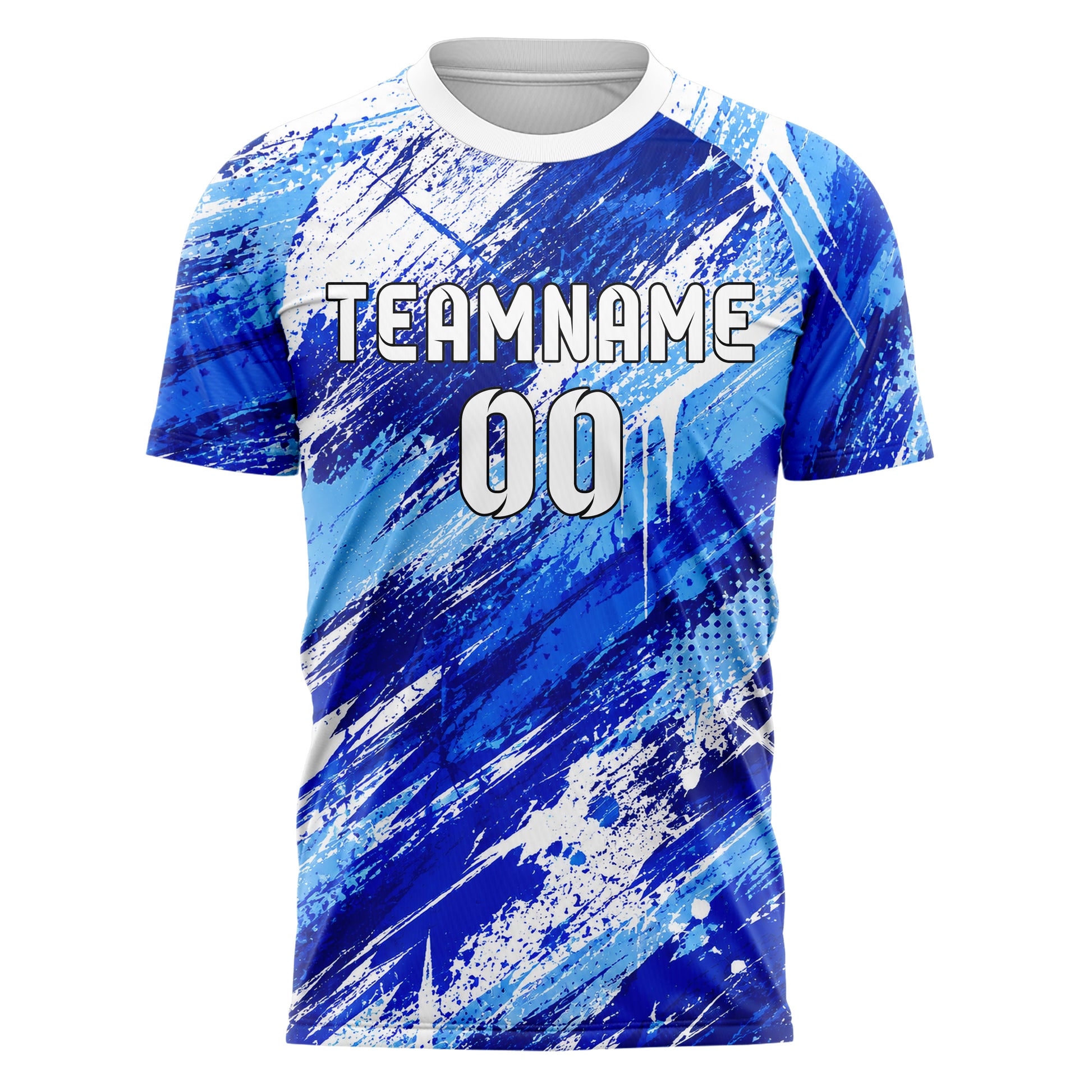 Royalblau lebendiges Graffiti Scratch Marks Design 03-0046 individuelles Fußballtrikot front