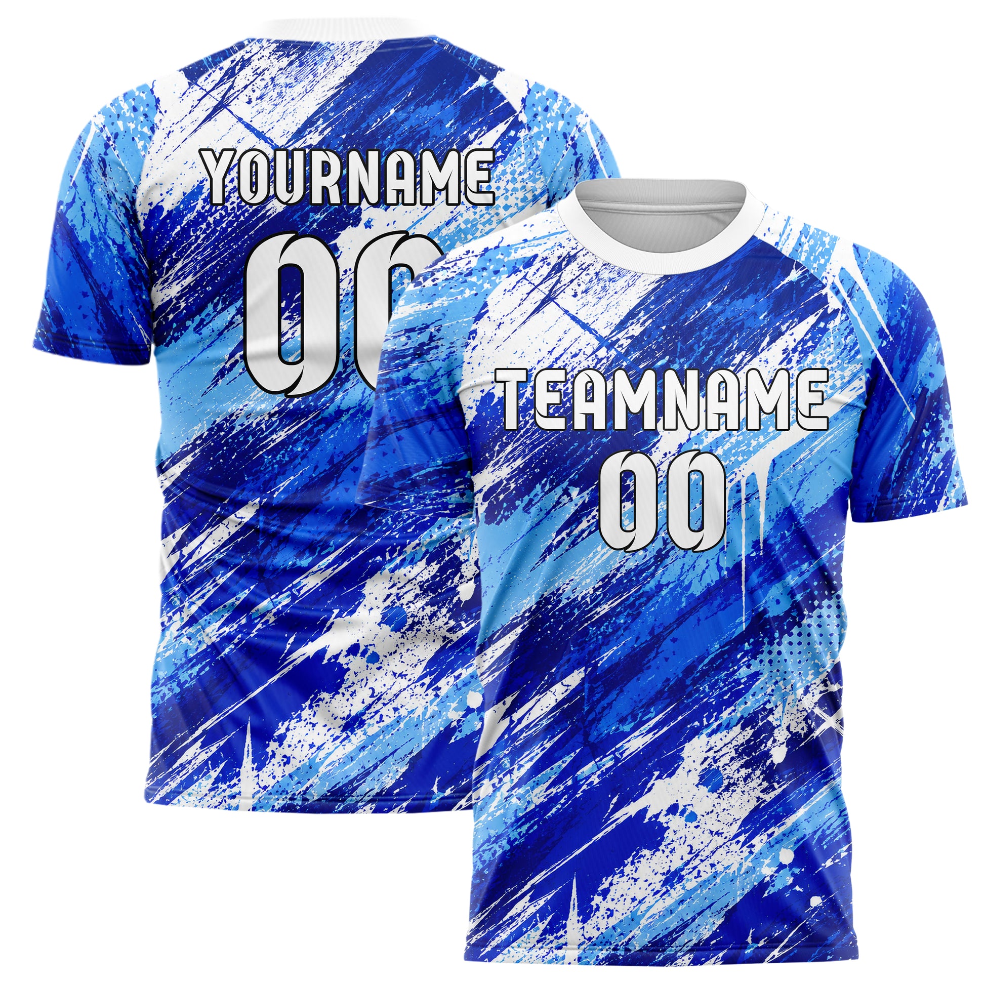 Royalblau lebendiges Graffiti Scratch Marks Design 03-0046 individuelles Fußballtrikot main