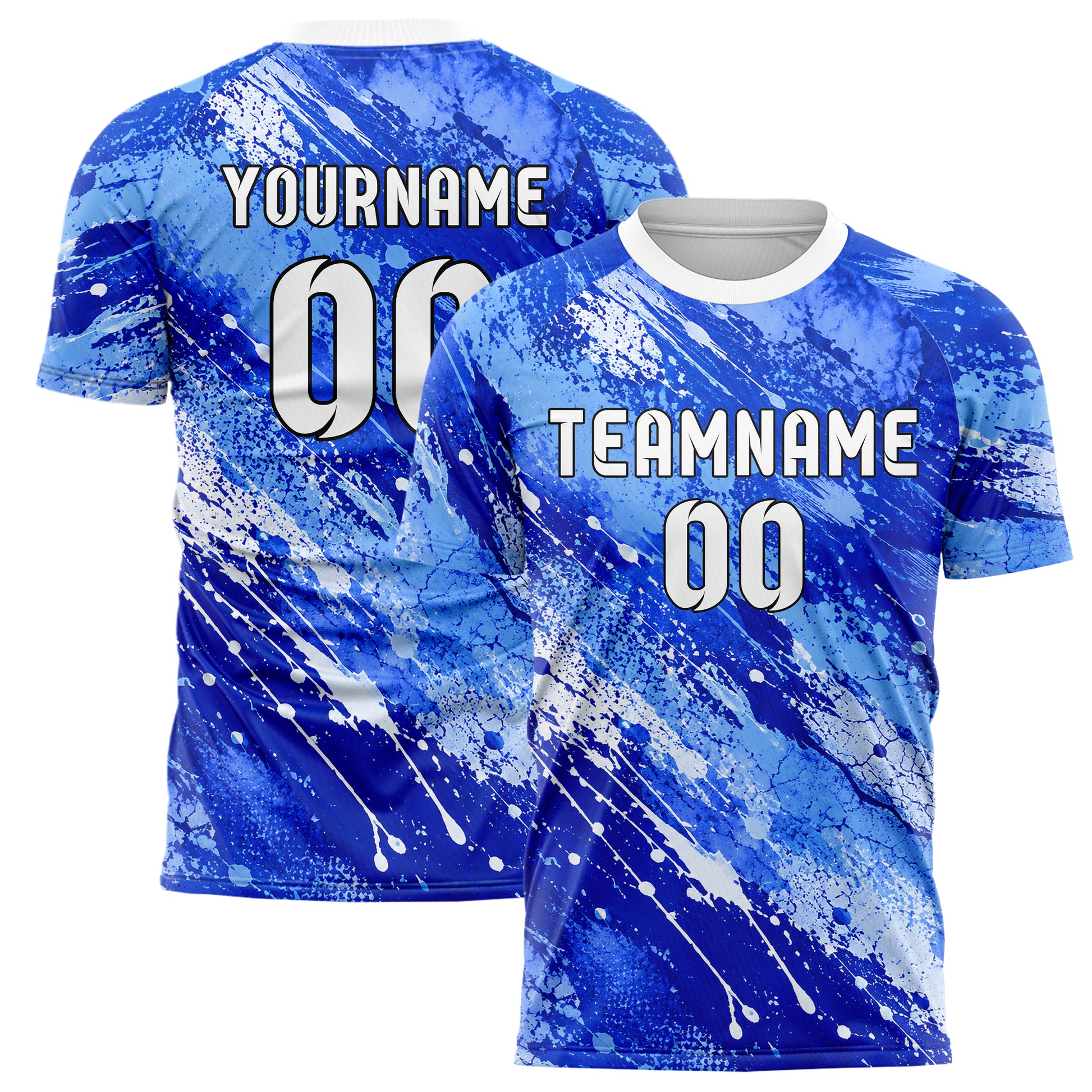 Royalblau lebendiges Graffiti Spray Splatter Design 03-0328 individuelles Fußballtrikot main