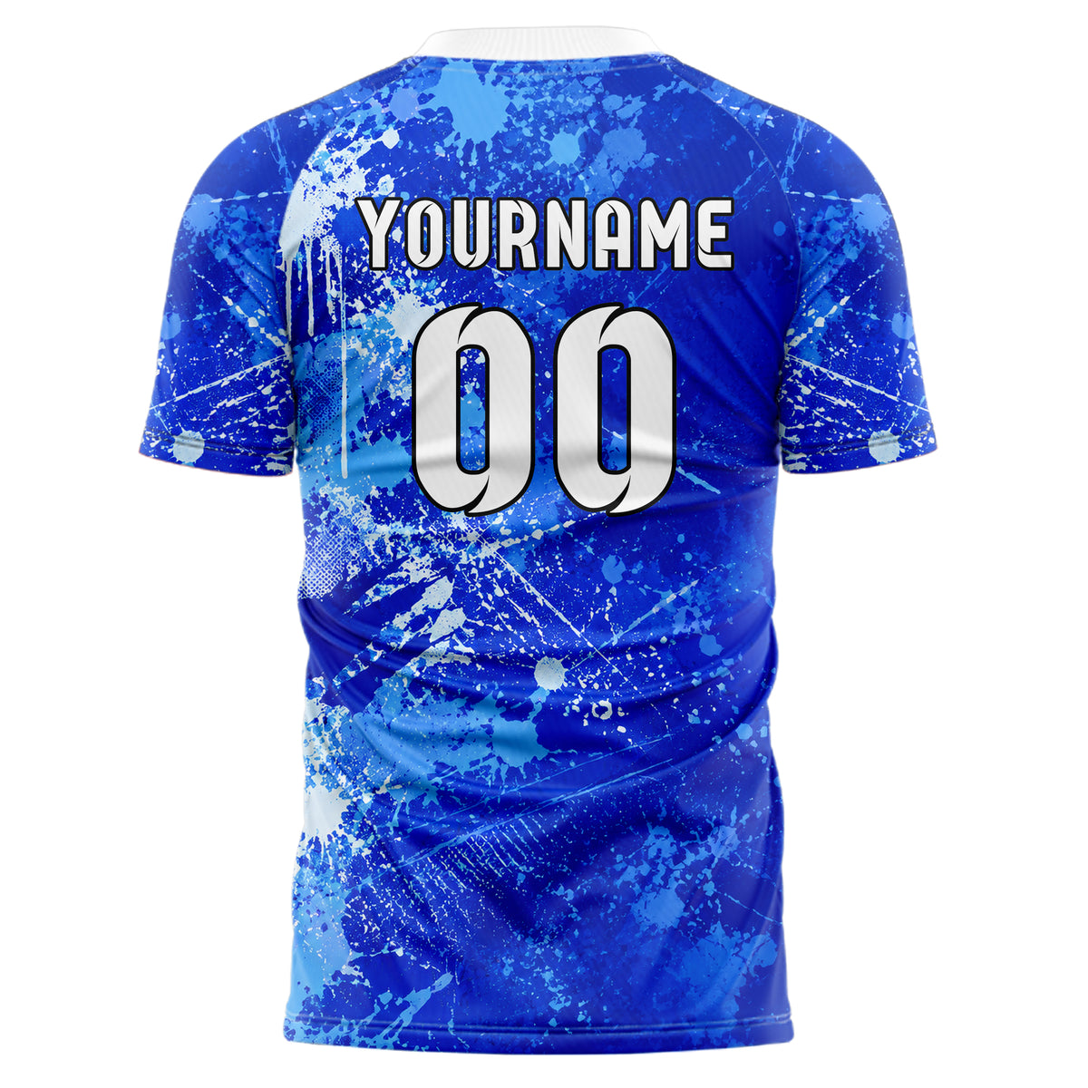Royalblau lebendiges Graffiti Spray Splatter Design 03-0376 individuelles Fußballtrikot back