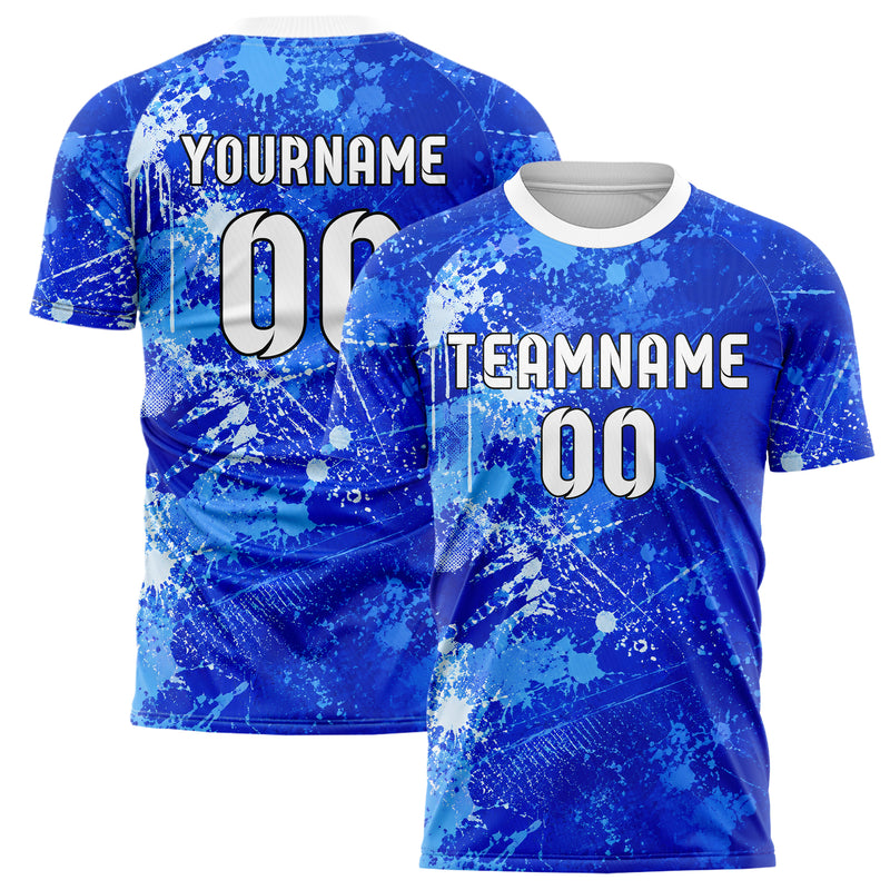 Royalblau lebendiges Graffiti Spray Splatter Design 03-0376 individuelles Fußballtrikot main