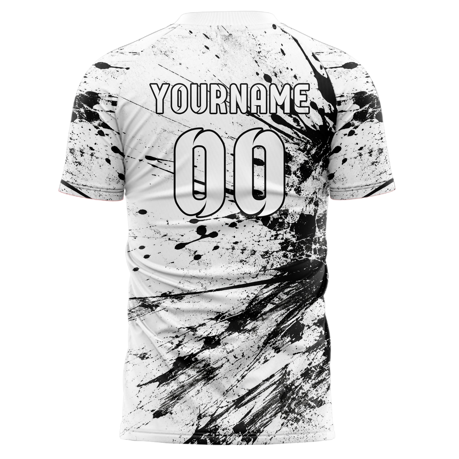 Weiss klassisches Graffiti Center Burst Splatter Design 03-0127 individuelles Fußballtrikot back