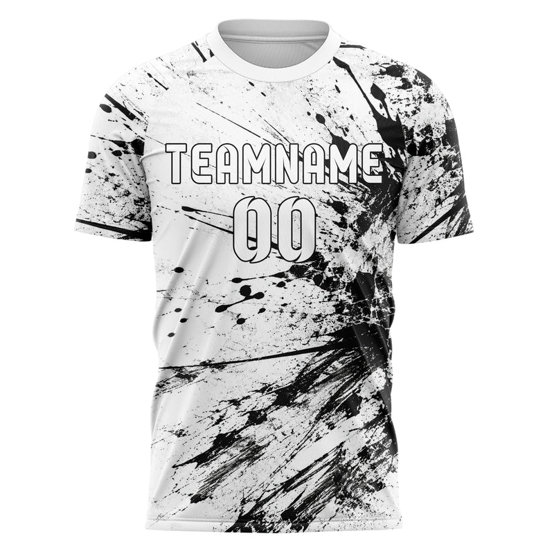 Weiss klassisches Graffiti Center Burst Splatter Design 03-0127 individuelles Fußballtrikot front