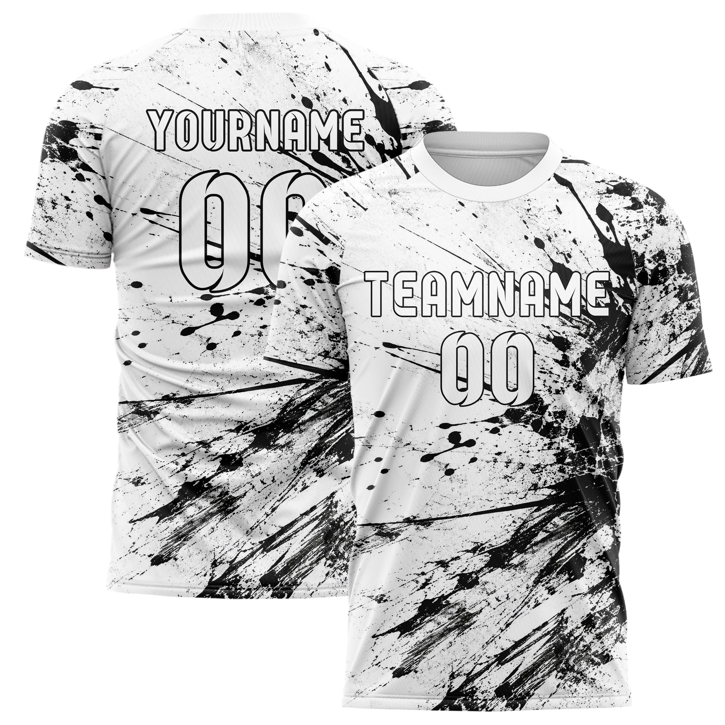 Weiss klassisches Graffiti Center Burst Splatter Design 03-0127 individuelles Fußballtrikot main