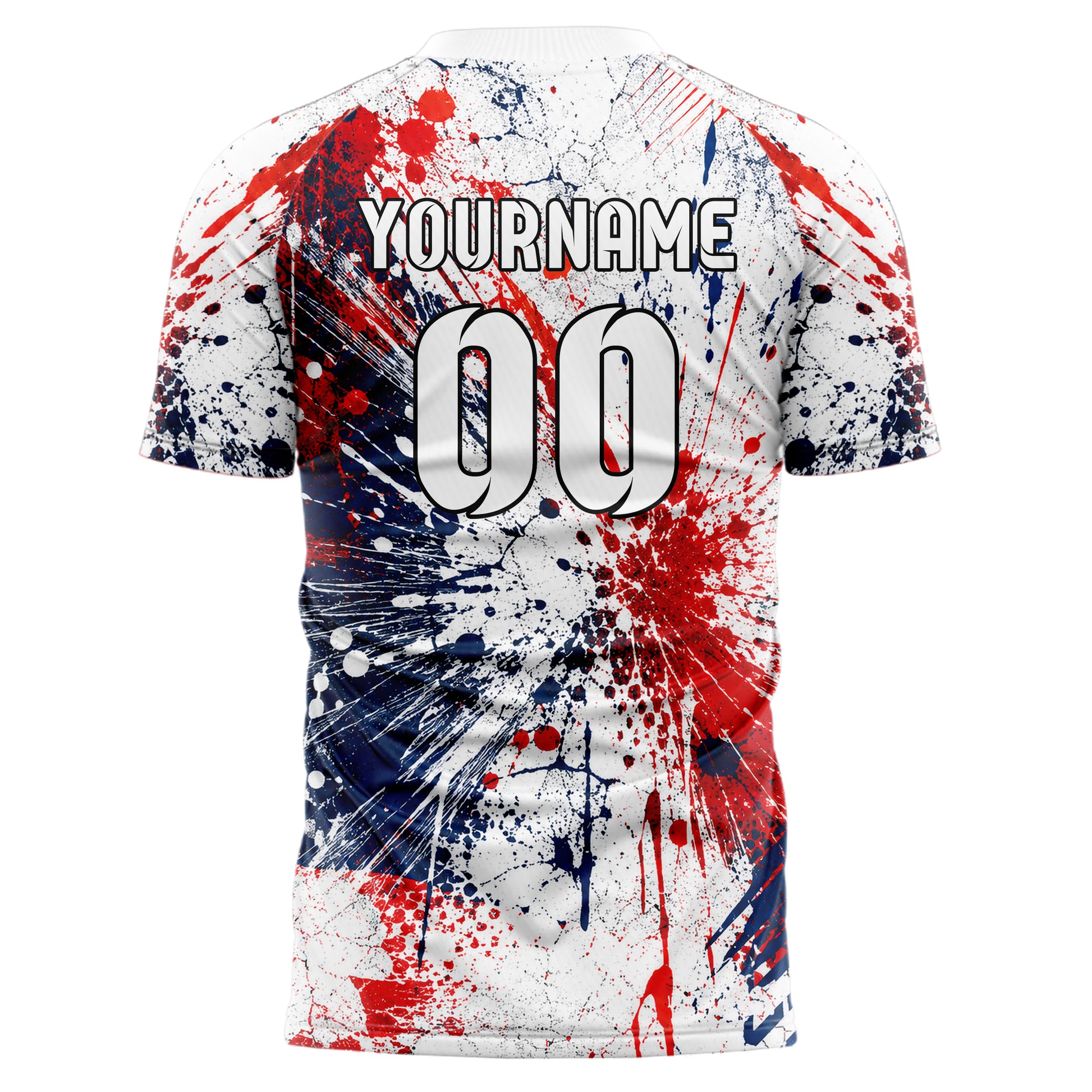 Weiss klassisches Graffiti Center Burst Splatter Design 03-0263 individuelles Fußballtrikot back