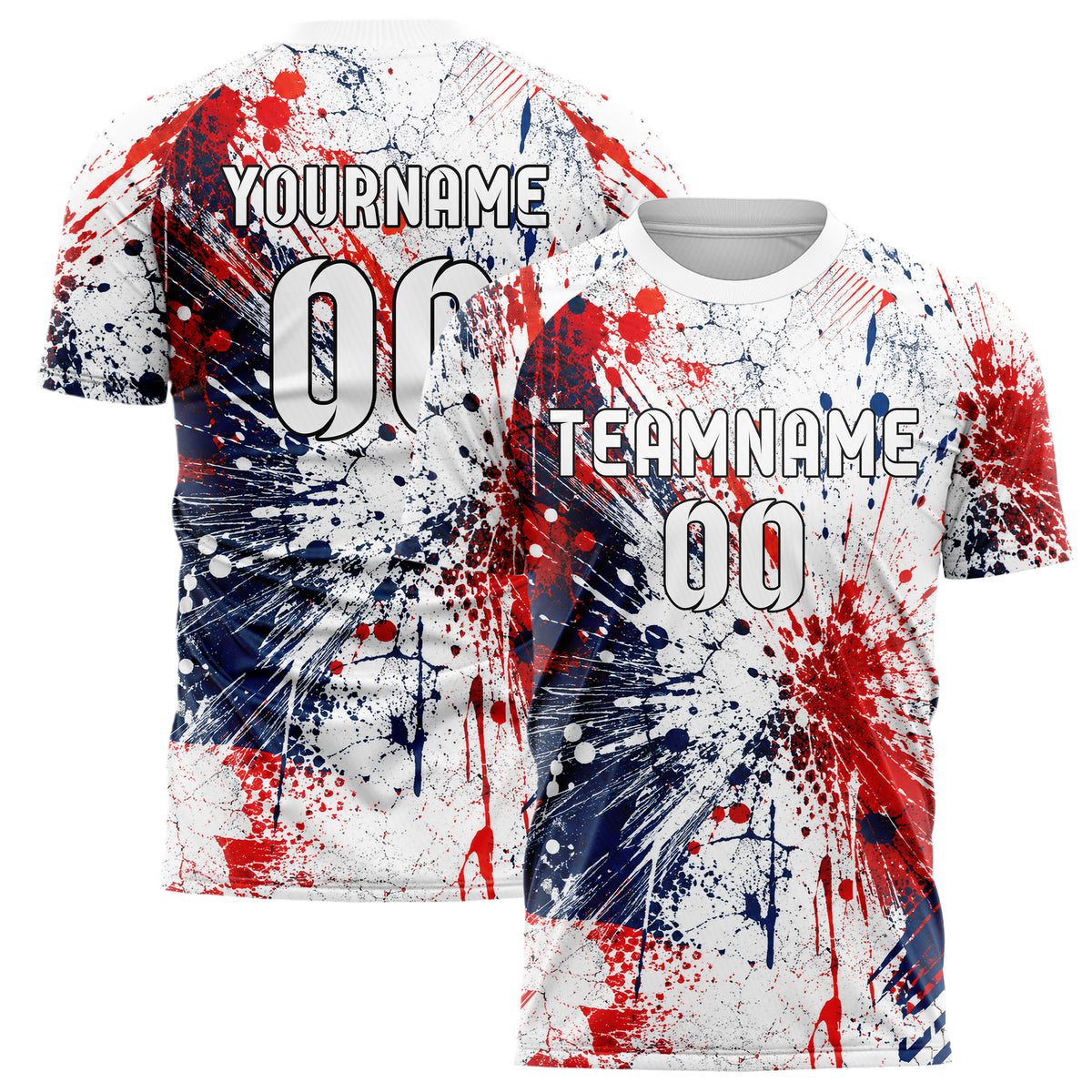 Weiss klassisches Graffiti Center Burst Splatter Design 03-0263 individuelles Fußballtrikot main