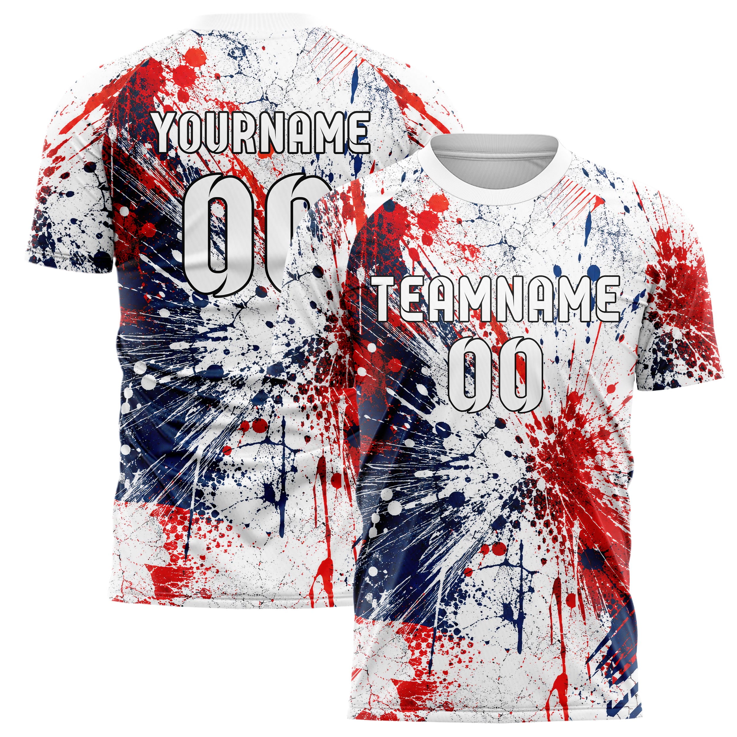 Weiss klassisches Graffiti Center Burst Splatter Design 03-0263 individuelles Fußballtrikot main